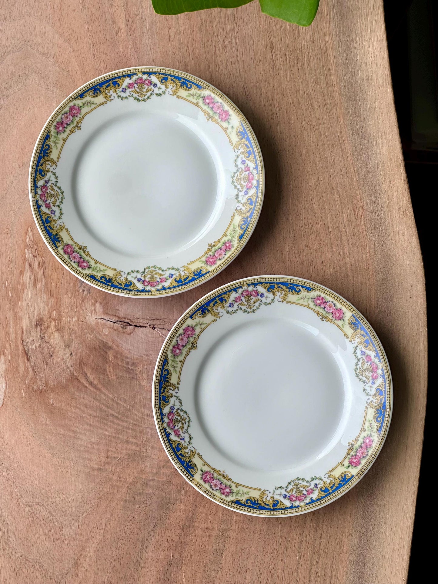 Set of 2 Antique Limoges France "Unique" Dessert/Salad Plates – Floral and Gilt Rim