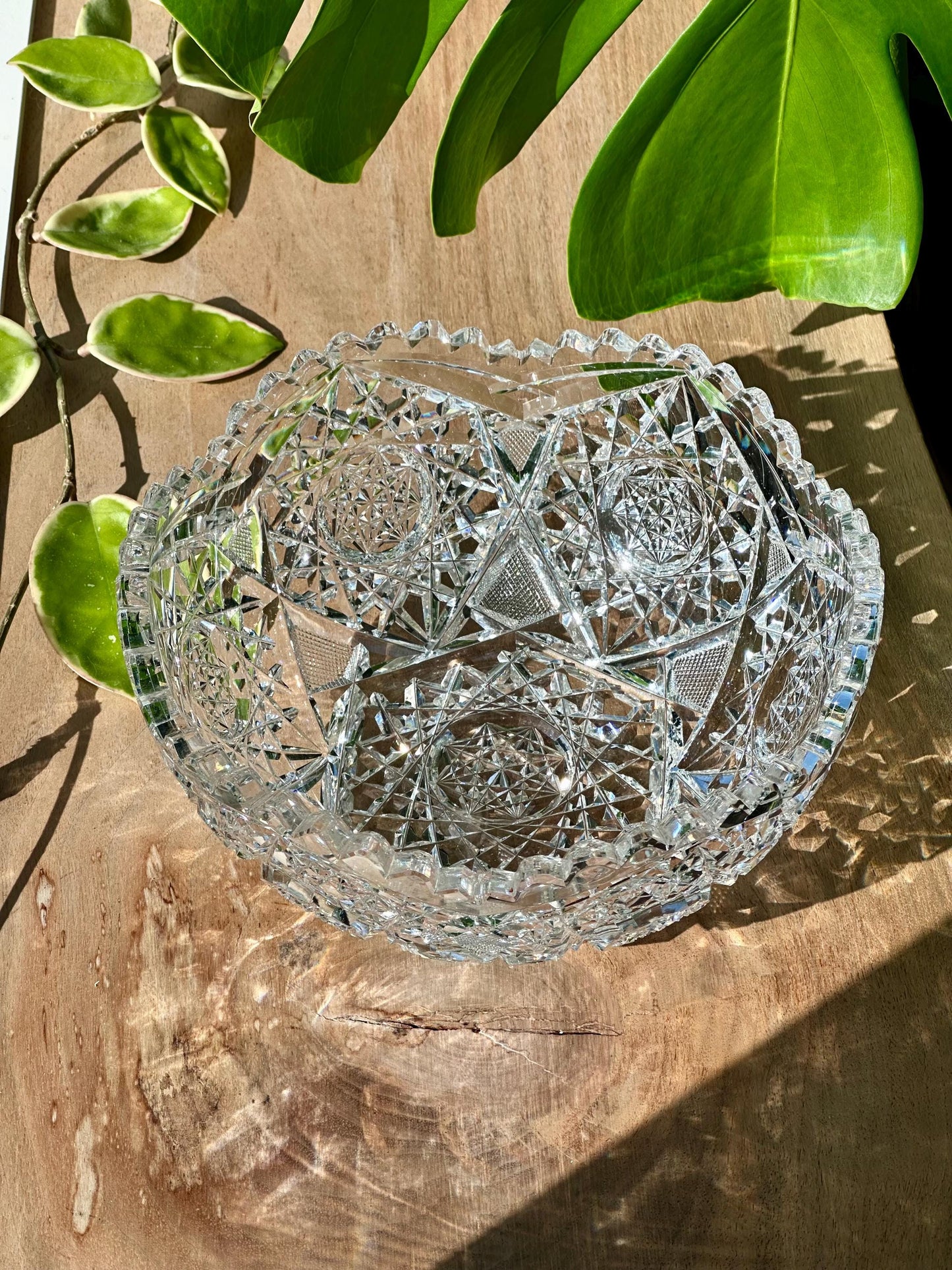 Antique American Brilliant Period Cut Glass Crystal Bowl