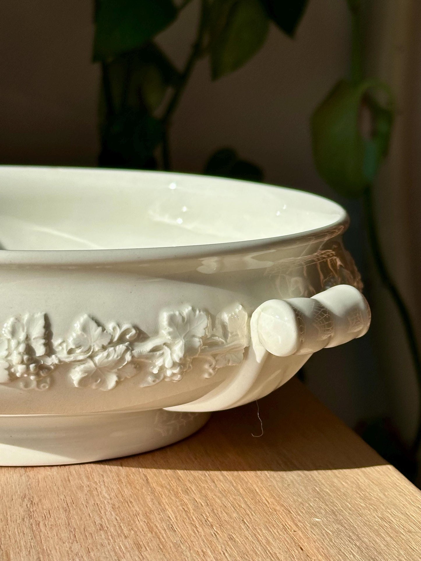 Antique Wedgwood Embossed Queensware Tureen with Lid