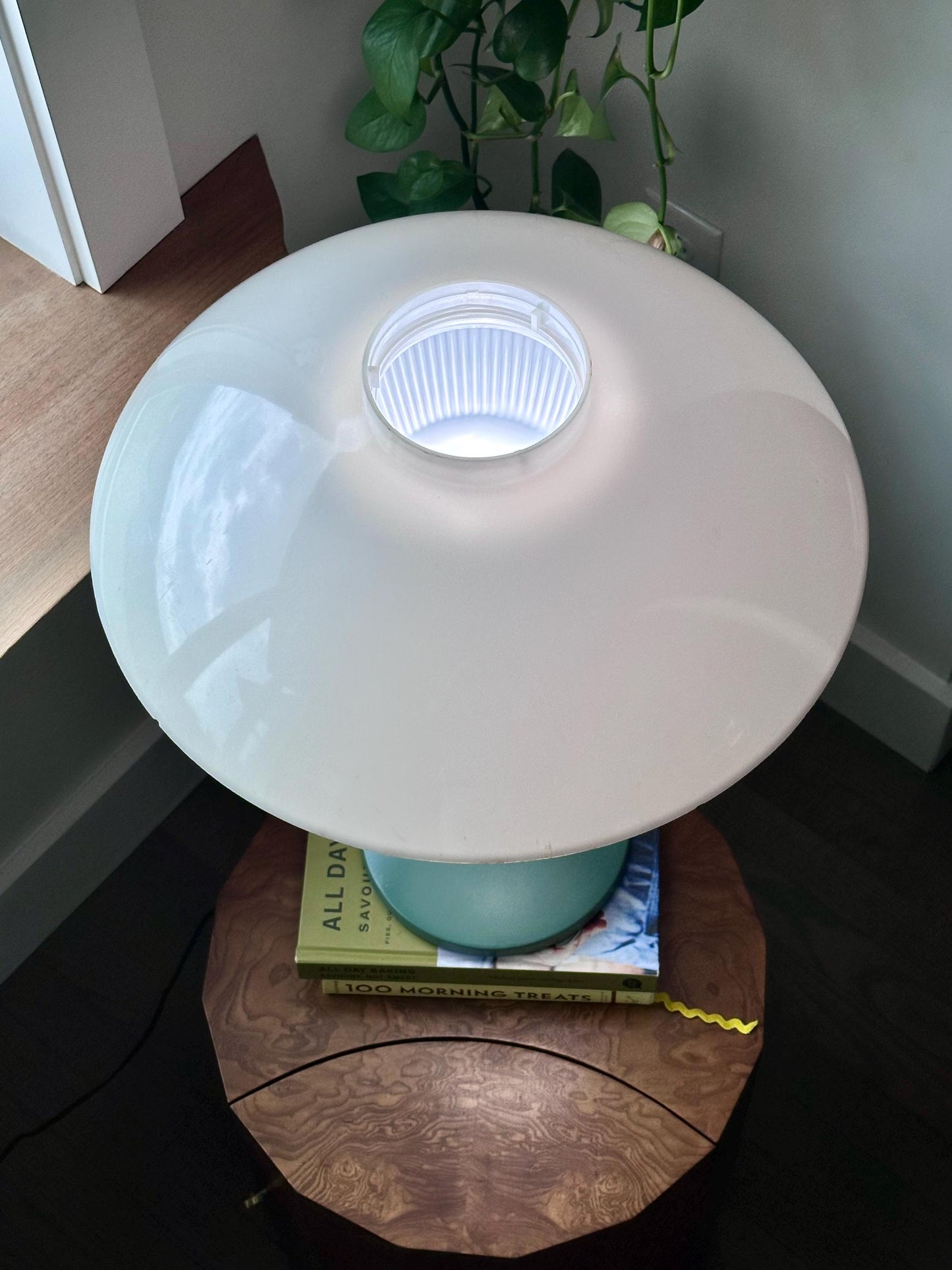 Gerald Thurston for Lightolier Table Lamp | Mid-Century Modern Mint Green Lamp with White Glass Shade | Iconic American Design