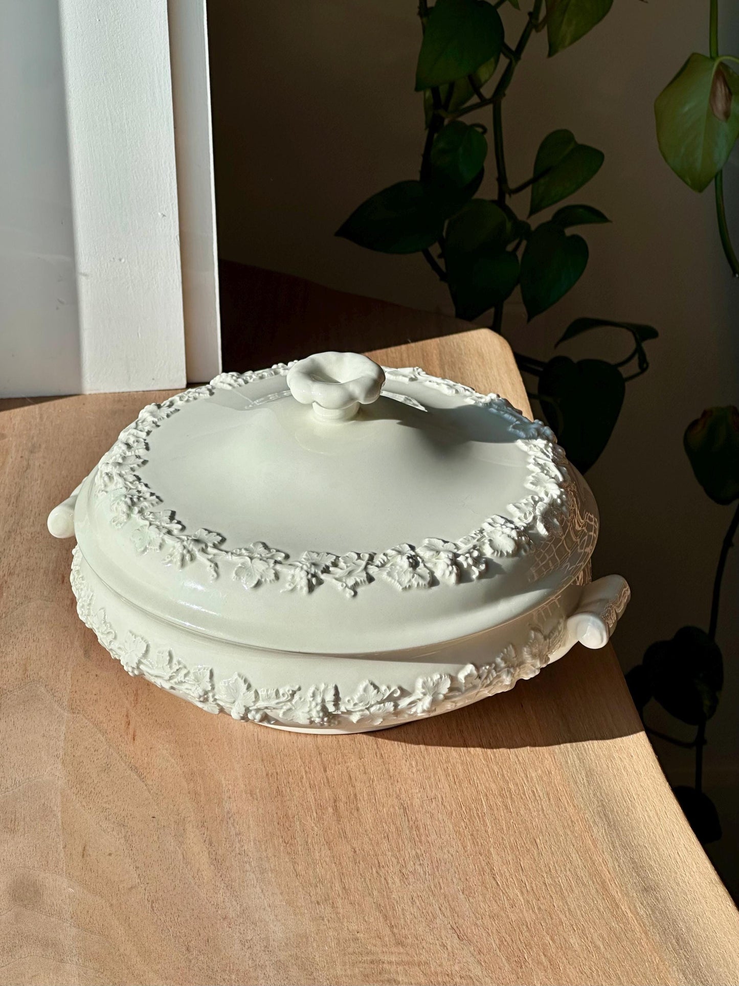 Antique Wedgwood Embossed Queensware Tureen with Lid