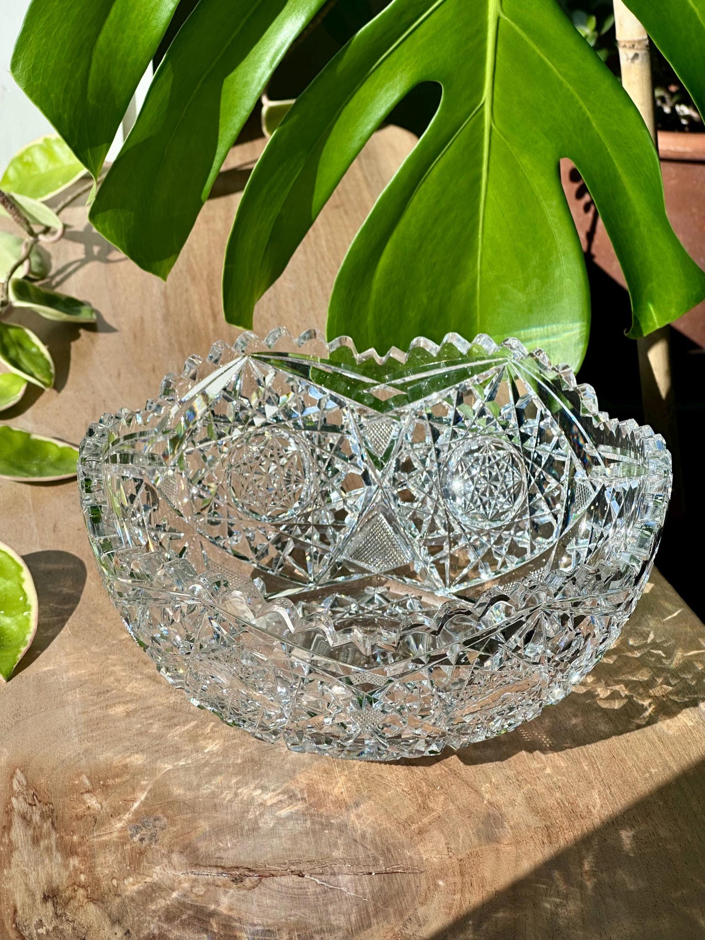 Antique American Brilliant Period Cut Glass Crystal Bowl