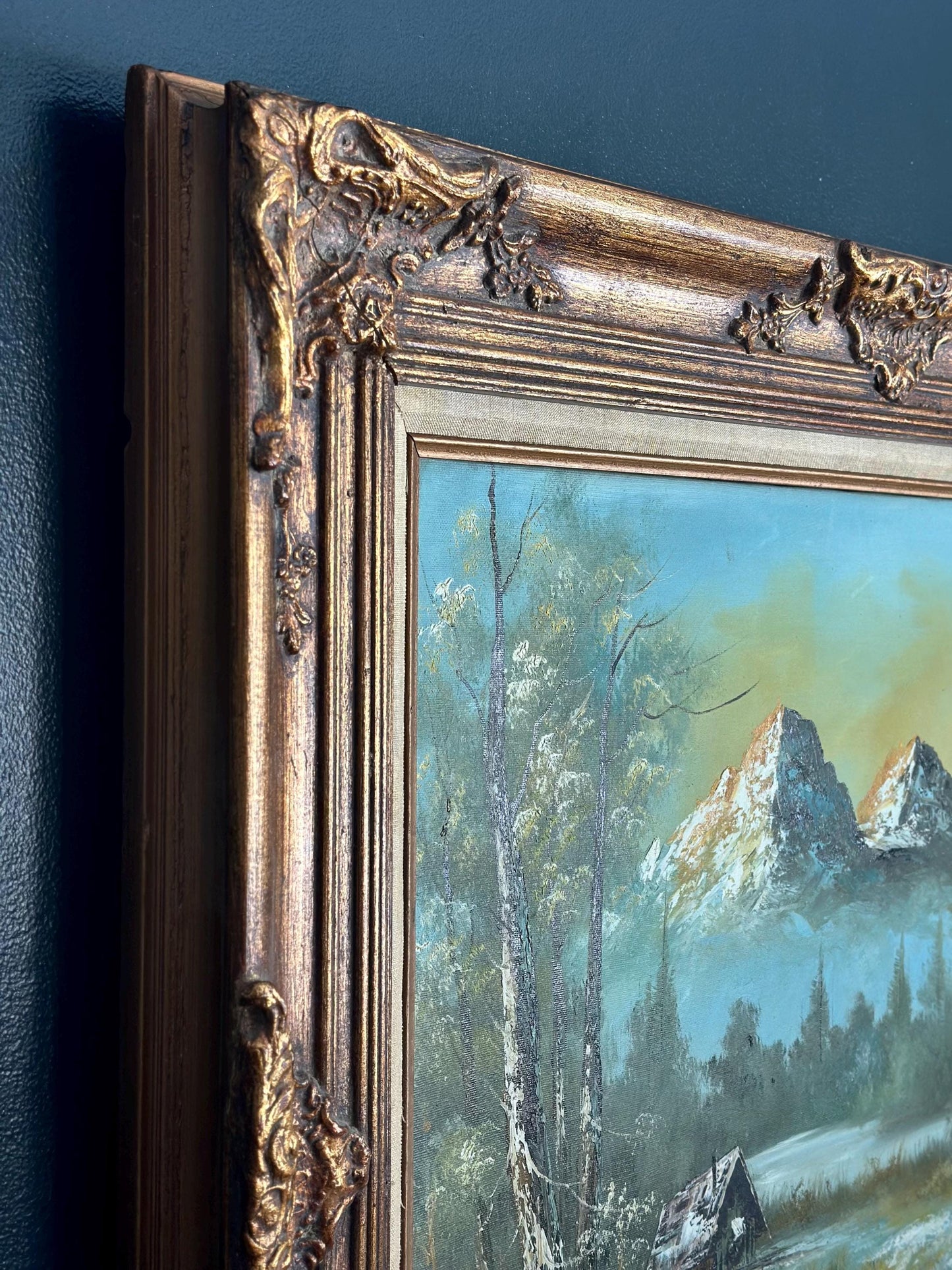 Large G. Whitman Oil Painting in Ornate Wooden Frame