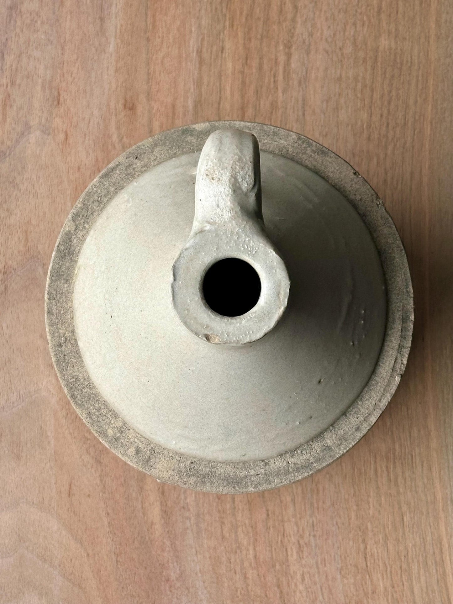 ntique Stoneware Jug with Primitive Handle | Early American Whiskey or Molasses Jug | Rustic Farmhouse Crock Decor