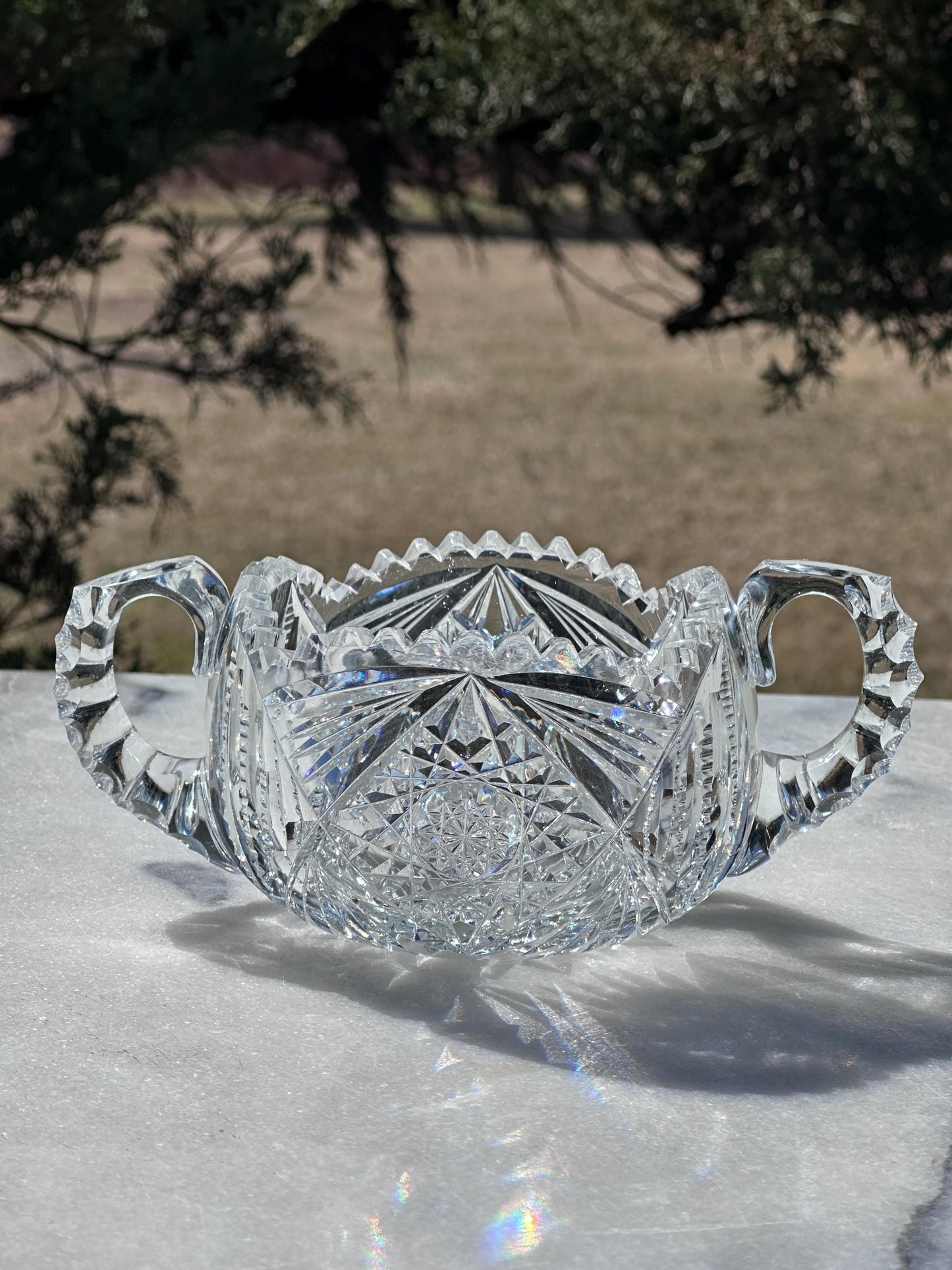 antique american brilliant period crystal creamer sugar set – vintage antique home decor from Mid Hudson Vintage