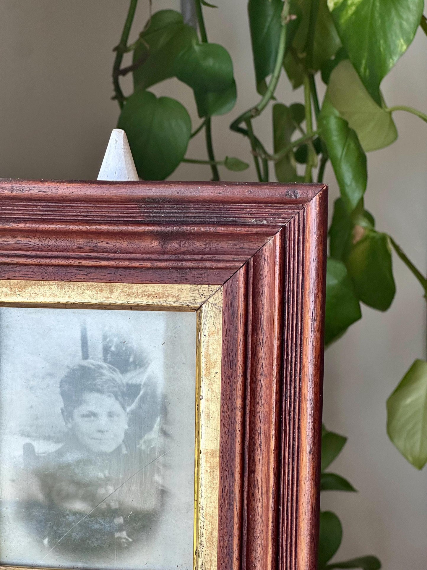 Antique Portrait of Boy in Gilded Wood Frame – Circa Late 1800s