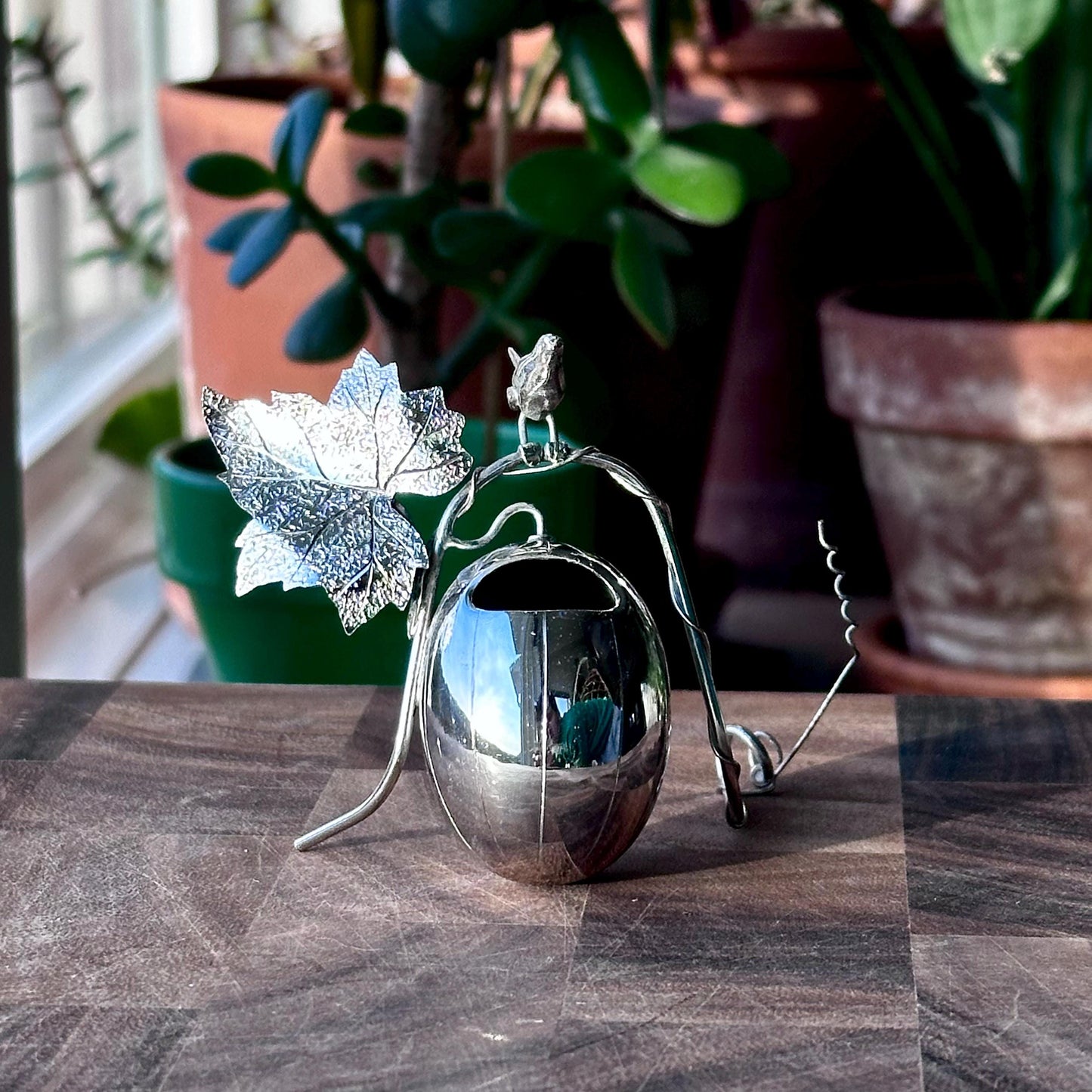 Exquisite Sterling Silver Bird, Leaf & Egg Toothpick Holder - Possibly Early Michael Aram