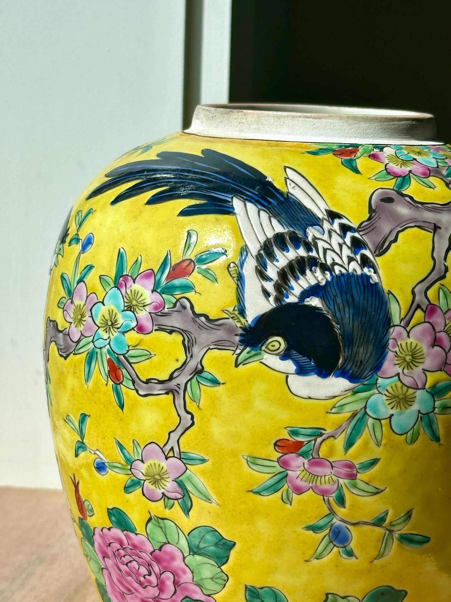Antique Nippon Vase with Birds & Blossoms – Yellow Ground