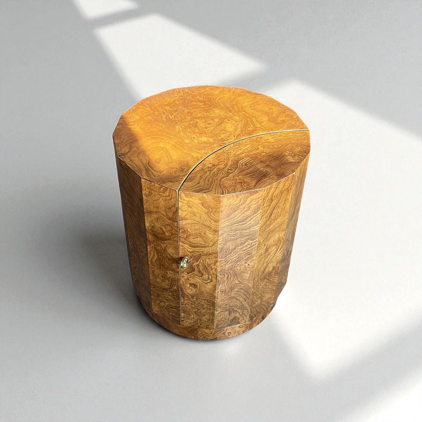 Vintage Edward Wormley for Dunbar Pedestal Side Table in Olive Burl