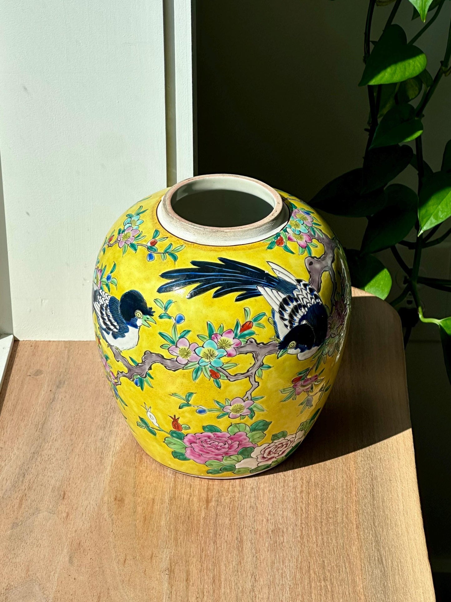 Antique Nippon Vase with Birds & Blossoms – Yellow Ground