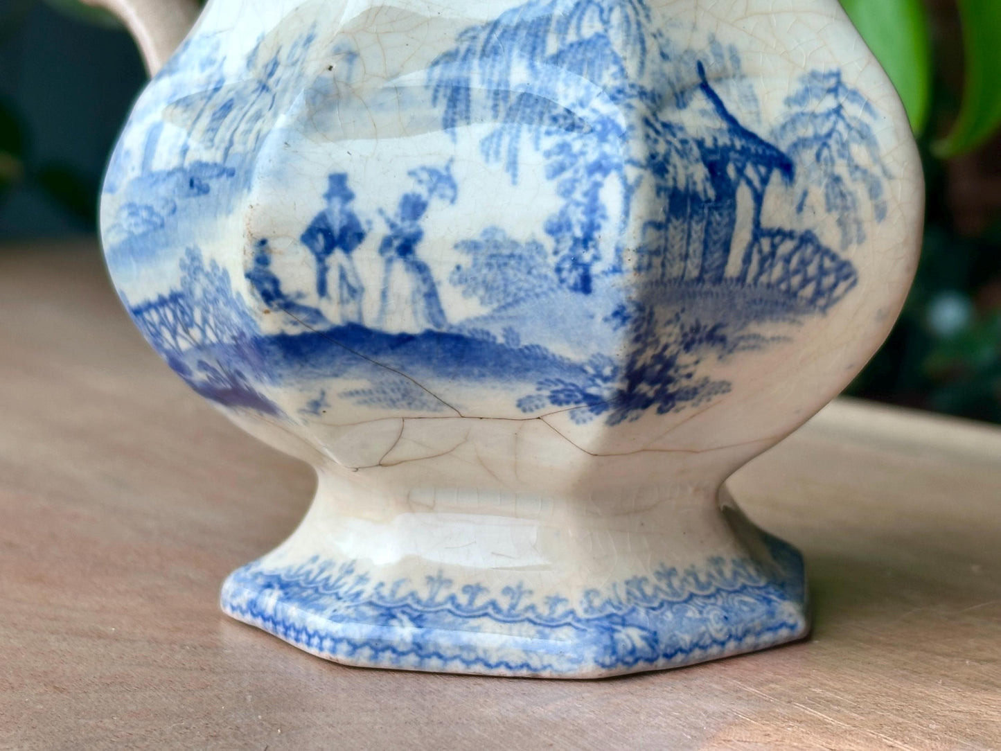 Antique Blue and White Transferware Pitcher