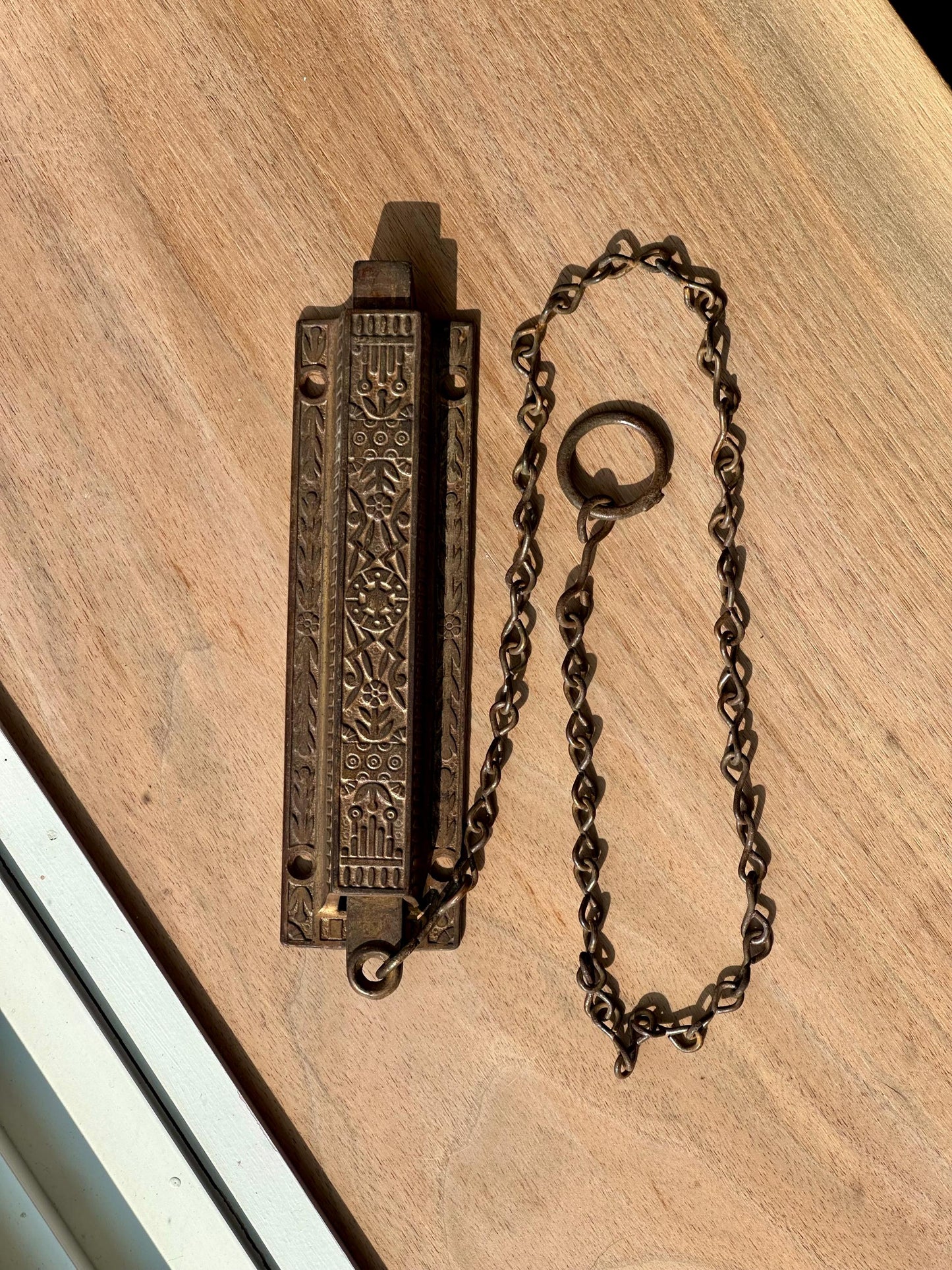 Antique Victorian Bronze Door Latch with Chain Pull – Eastlake Style