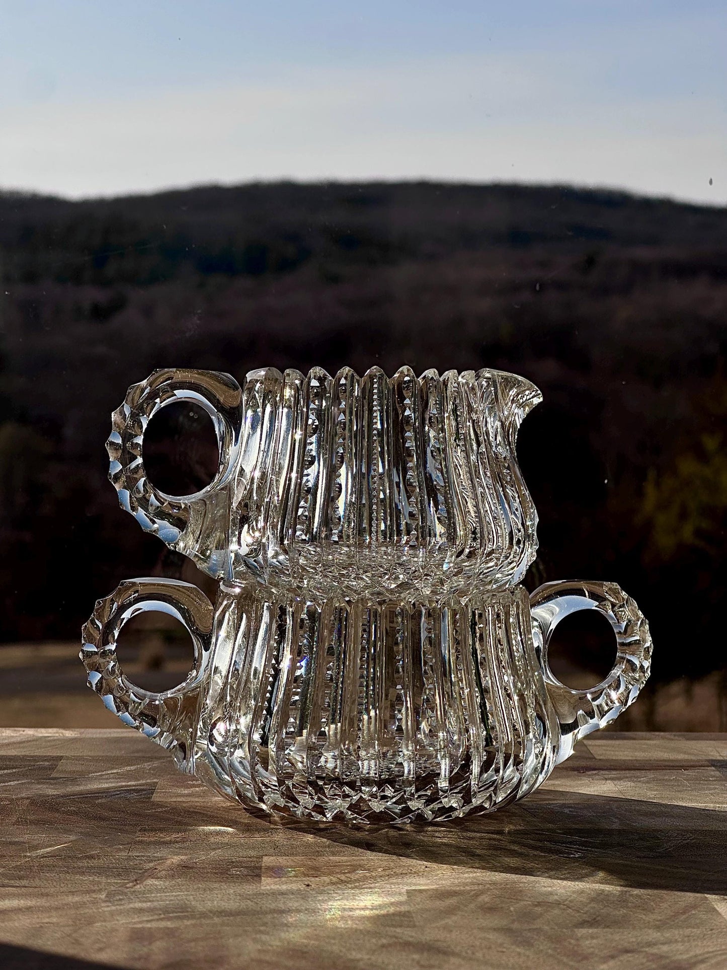 antique crystal groove slash american brilliant bowl creamer set 1897 1912 – vintage antique home decor from Mid Hudson Vintage