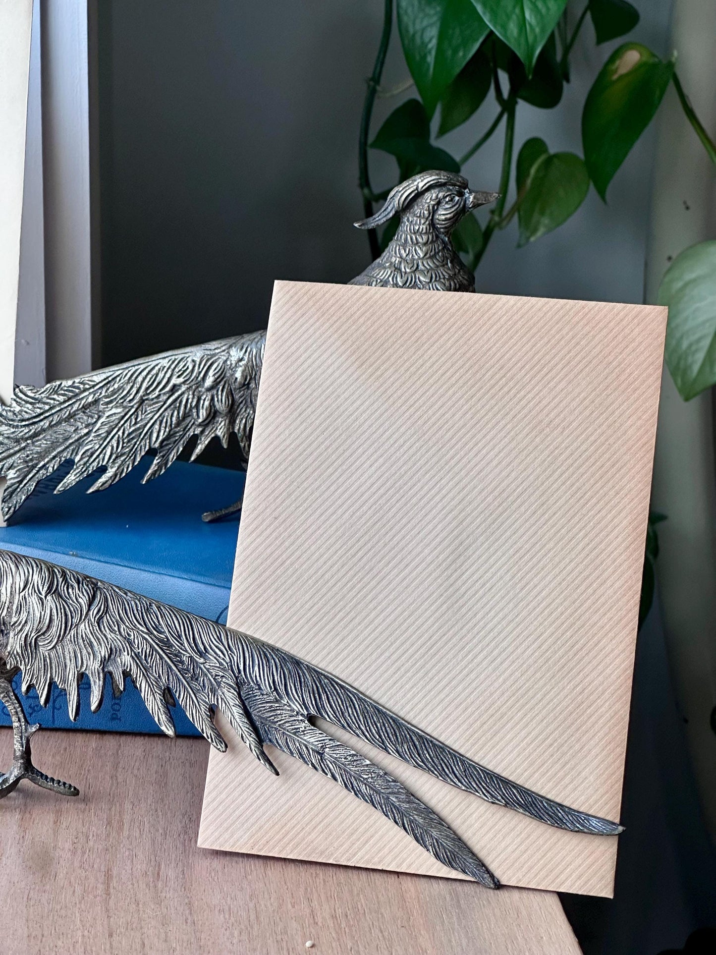 Vintage Silver-Plated Pheasant Menu/Place Card Holder Figurines – Set of 2