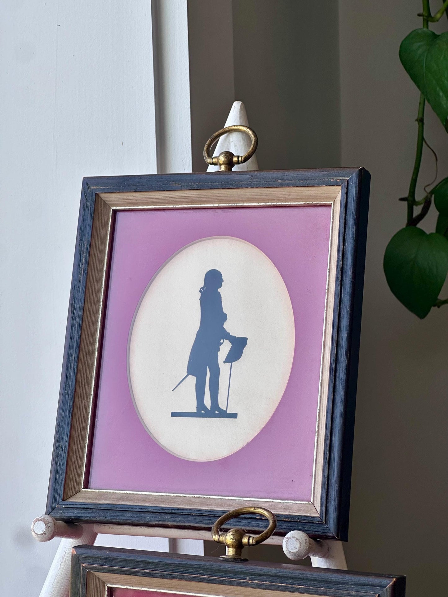 Vintage Silhouette Portrait Pair – Man and Woman in Colonial Dress | Framed Cut Paper Art by FPC NYC