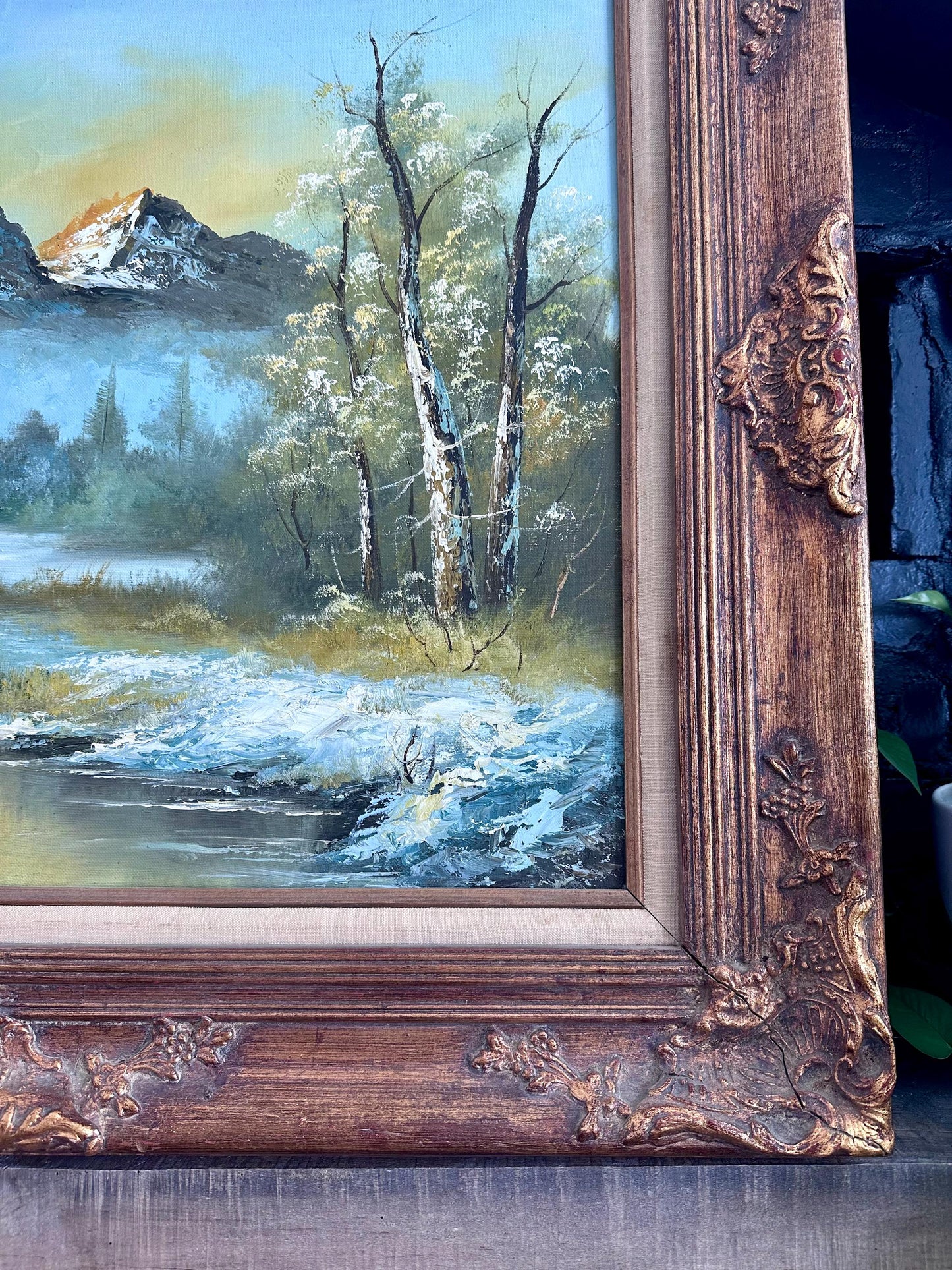 Large G. Whitman Oil Painting in Ornate Wooden Frame