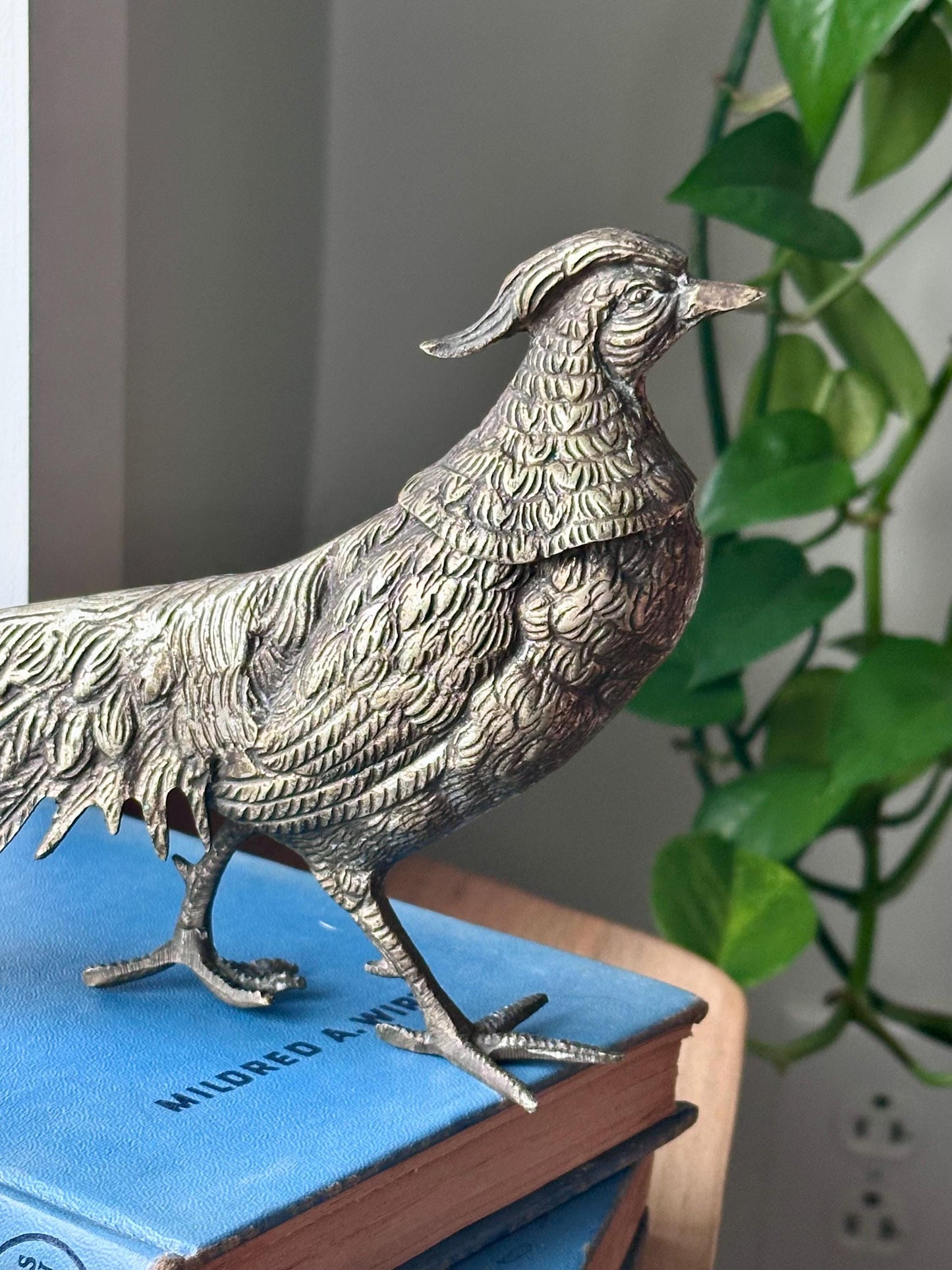 Vintage Silver-Plated Pheasant Menu/Place Card Holder Figurines – Set of 2