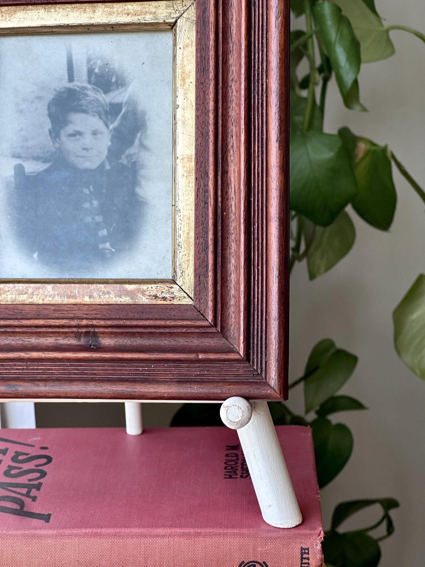 Antique Portrait of Boy in Gilded Wood Frame – Circa Late 1800s