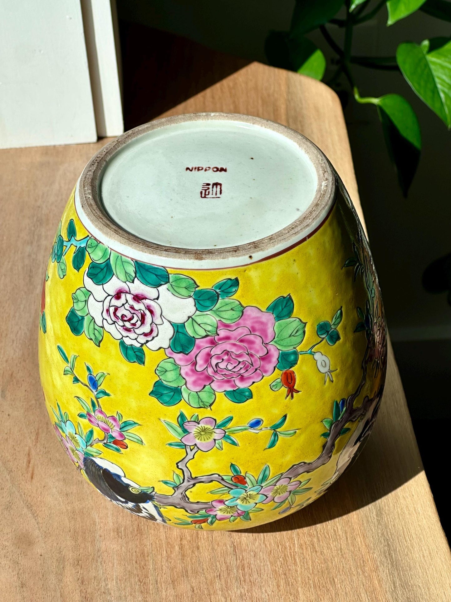 Antique Nippon Vase with Birds & Blossoms – Yellow Ground