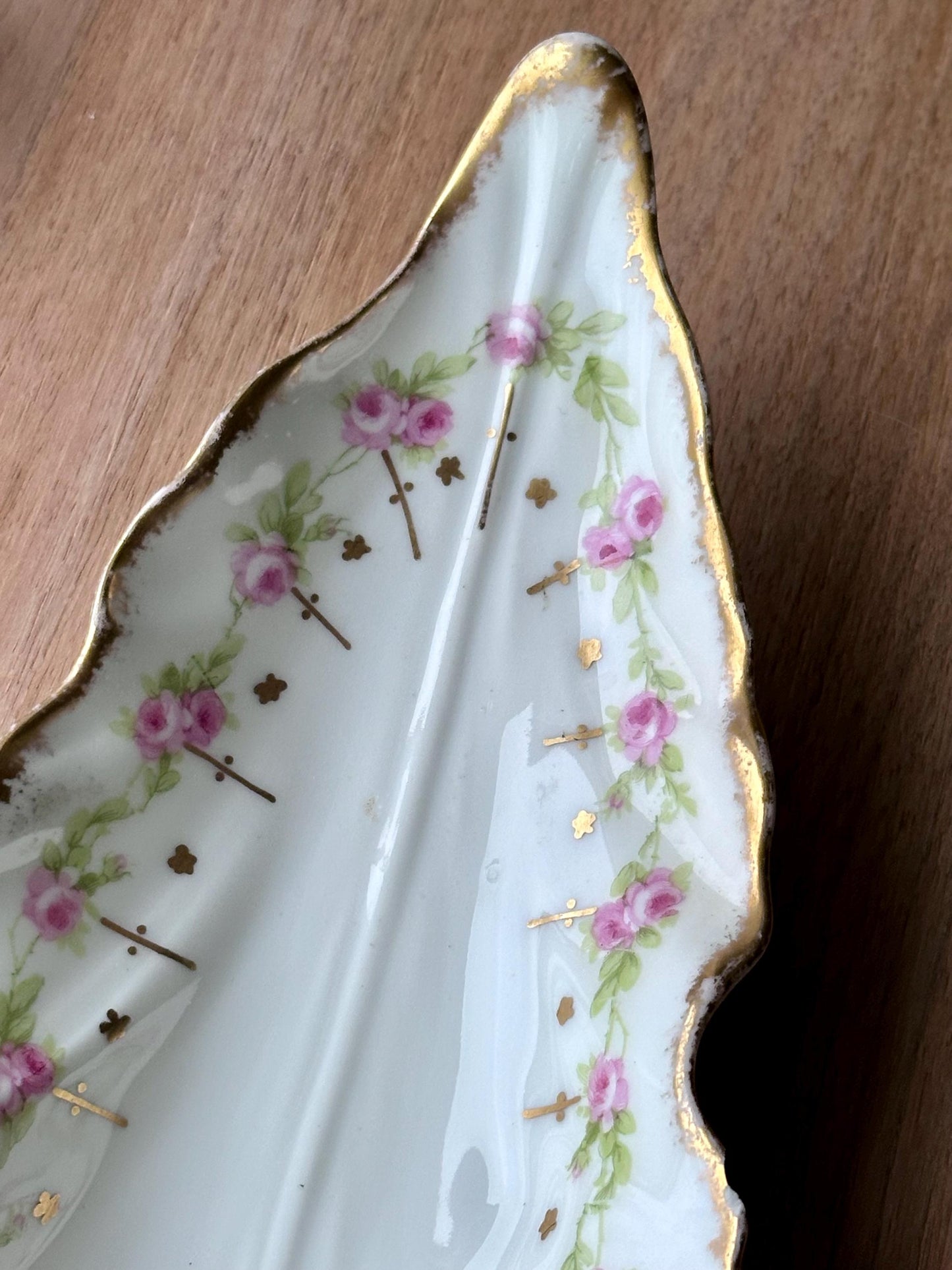 Antique Limoges France Hand-Painted Celery Tray – Pink Roses & Gold Trim