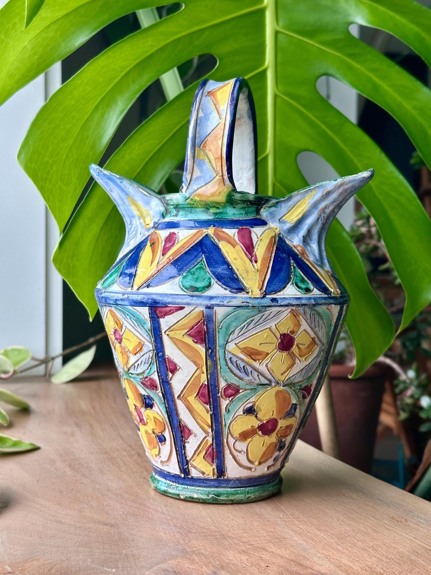 antique deruta majolica vase pitcher hand painted italian pottery signed italy – vintage antique home decor from Mid Hudson Vintage