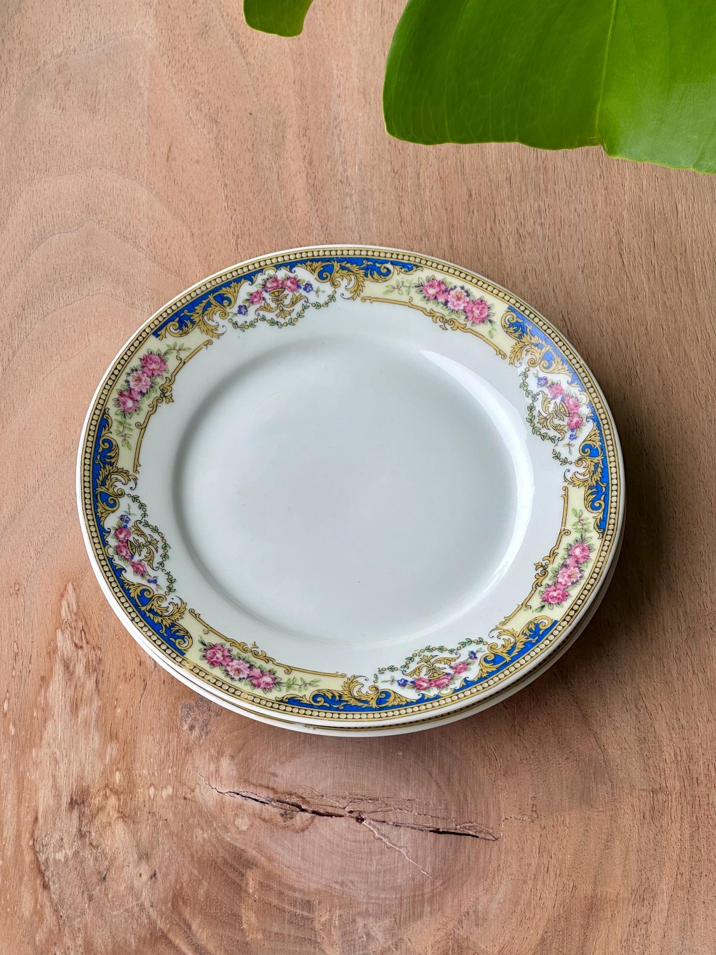 Set of 2 Antique Limoges France "Unique" Dessert/Salad Plates – Floral and Gilt Rim