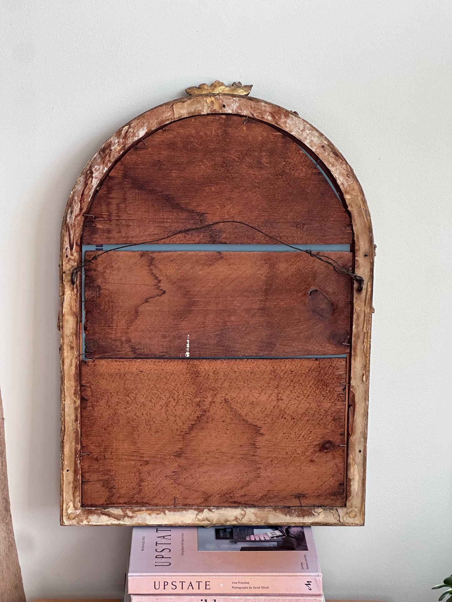 Antique Ornate Gilt Wood Mirror – Floral Carved Frame, Arched Top – French/Italian Design
