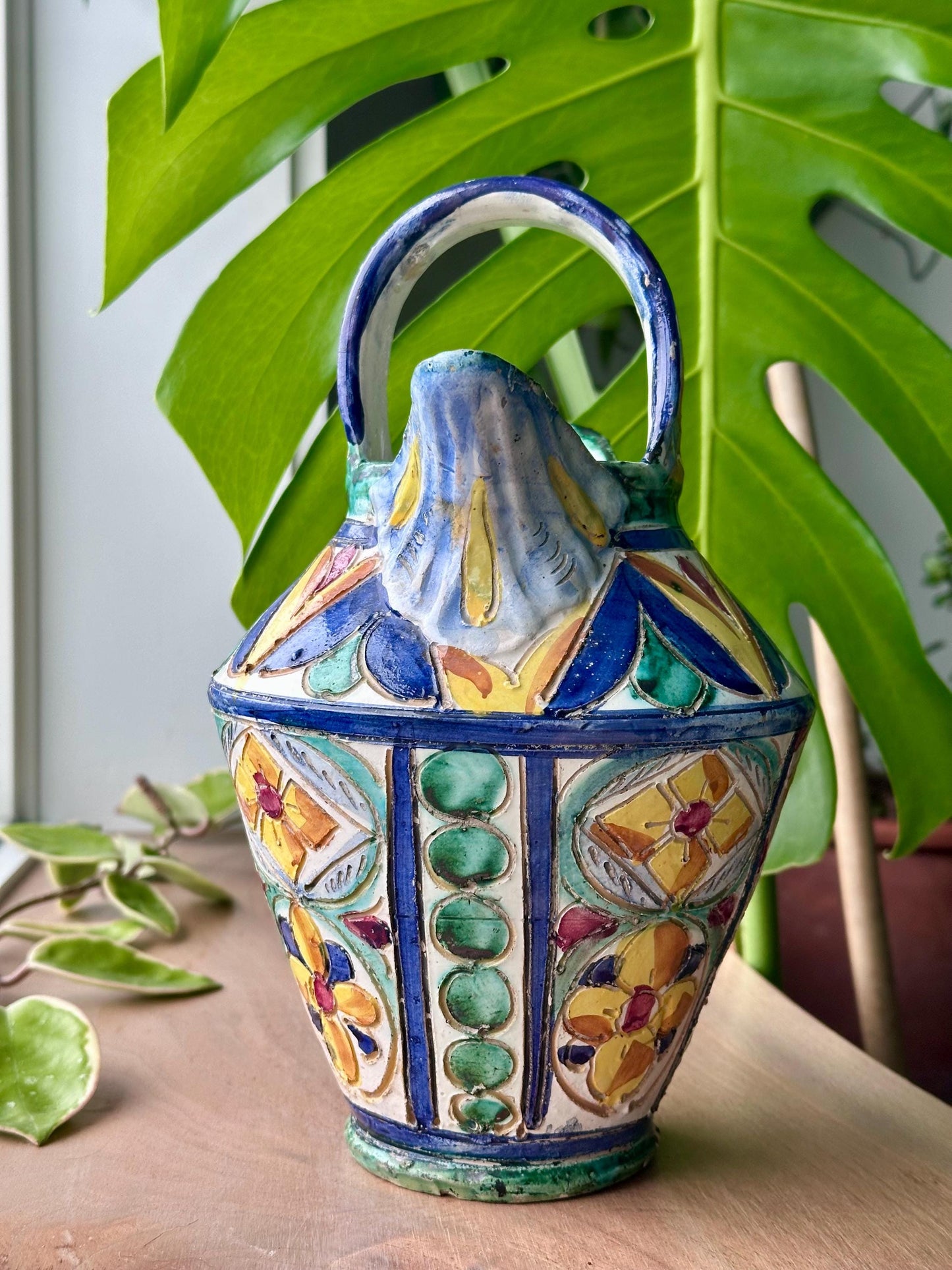 antique deruta majolica vase pitcher hand painted italian pottery signed italy – vintage antique home decor from Mid Hudson Vintage