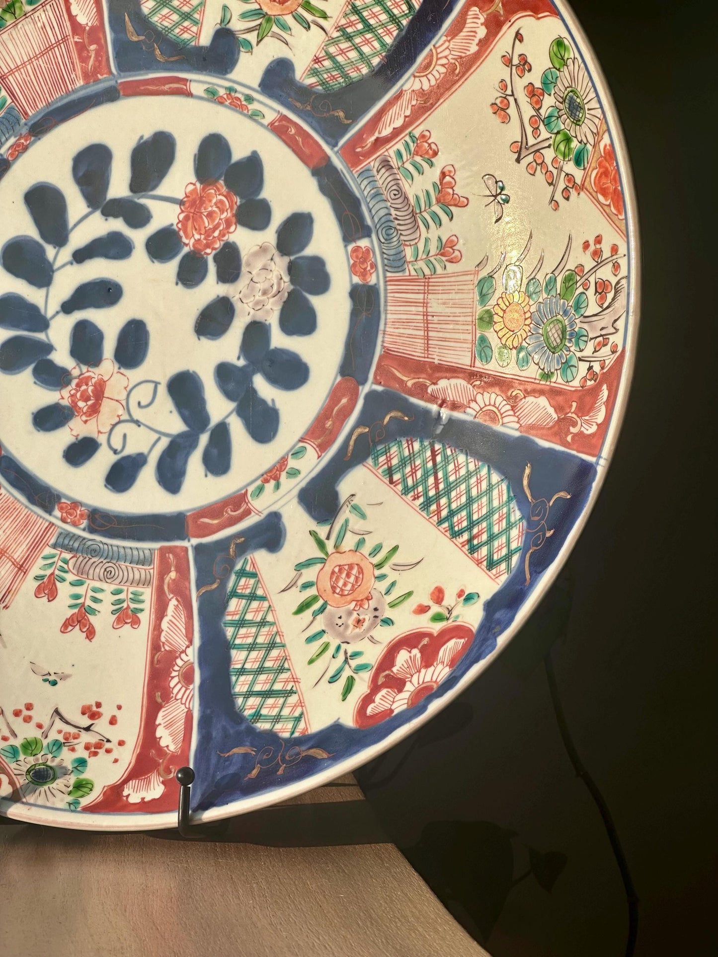 Large Antique Imari Charger Plate – Hand-Painted, 18" – Meji Period
