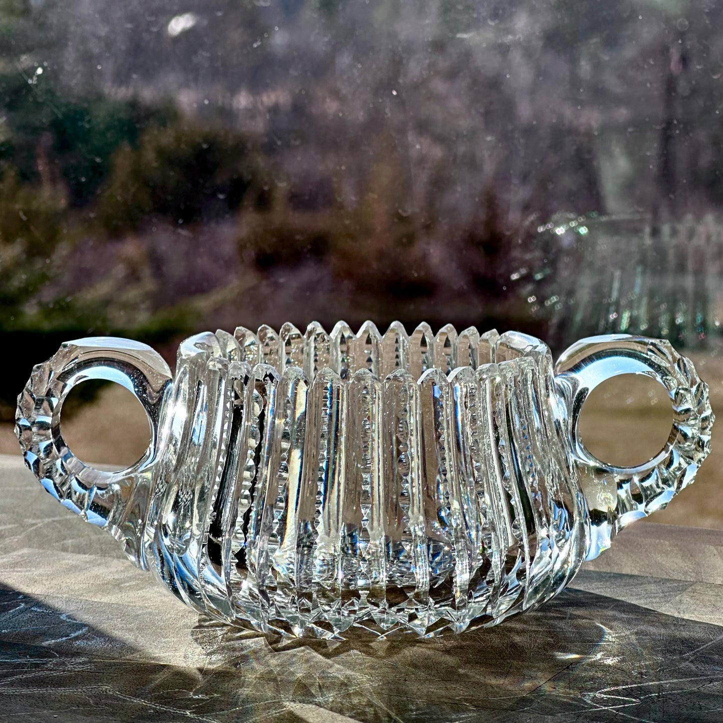antique crystal groove slash american brilliant bowl creamer set 1897 1912 – vintage antique home decor from Mid Hudson Vintage