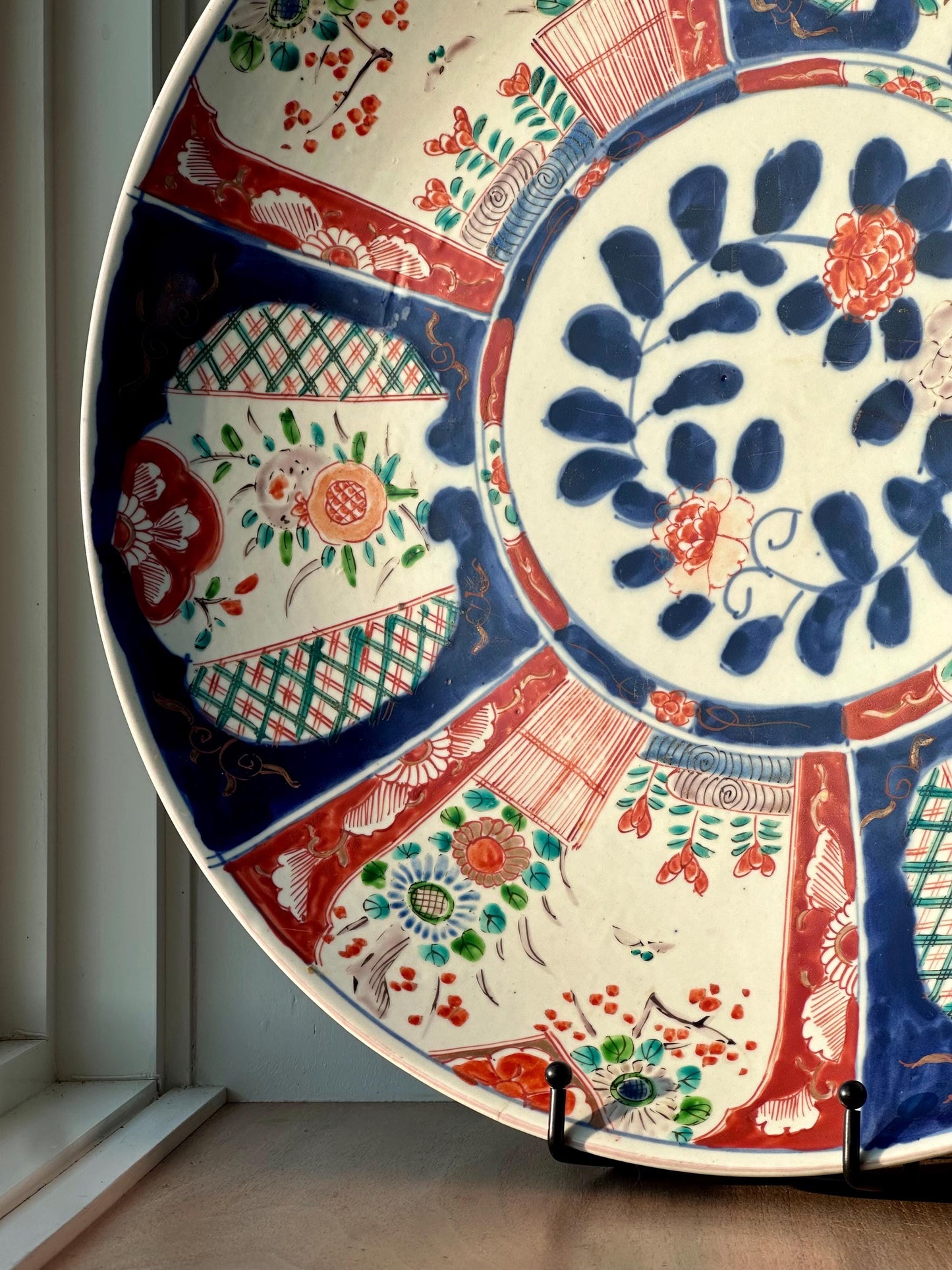 Large Antique Imari Charger Plate – Hand-Painted, 18" – Meji Period