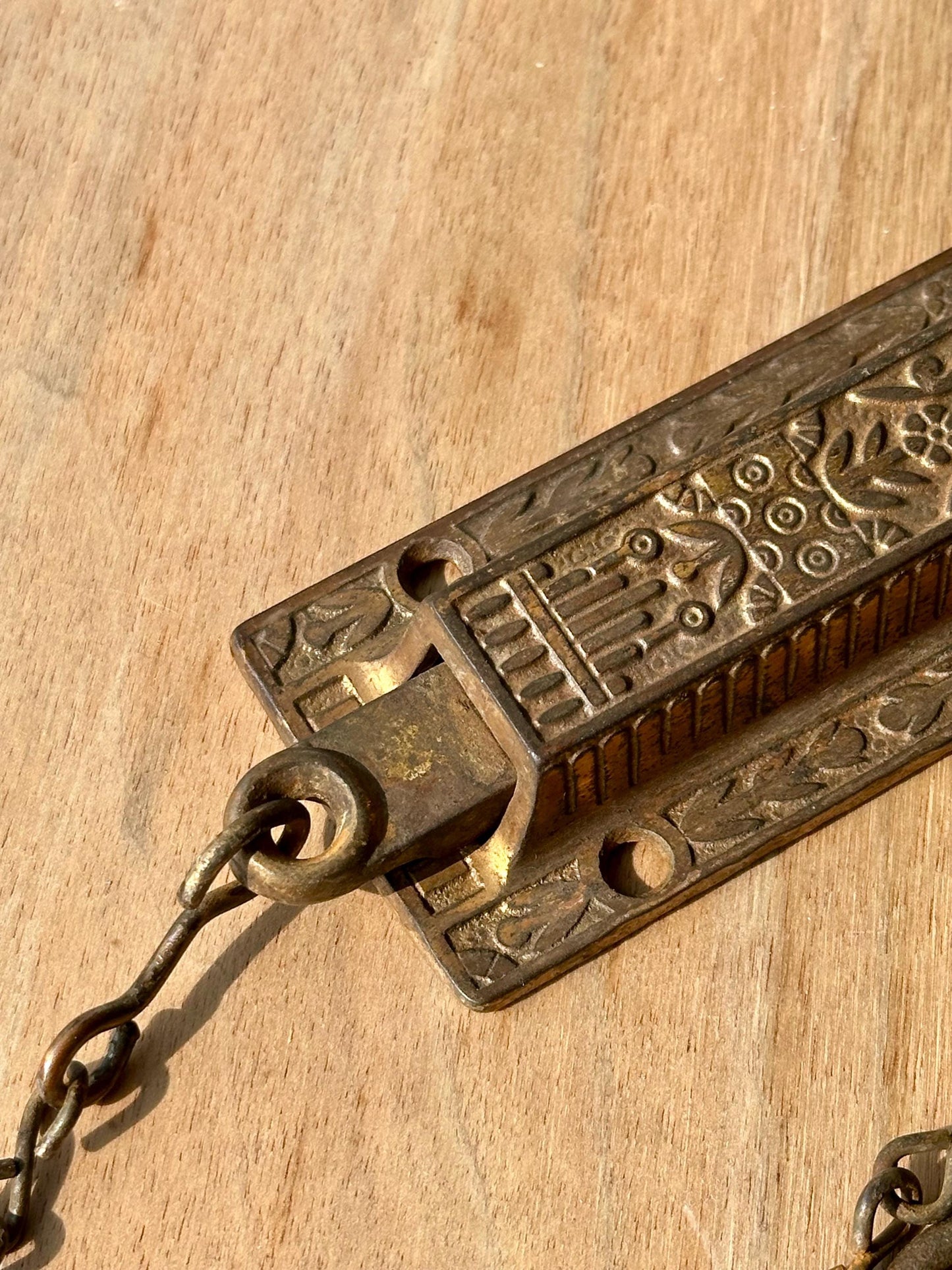 Antique Victorian Bronze Door Latch with Chain Pull – Eastlake Style