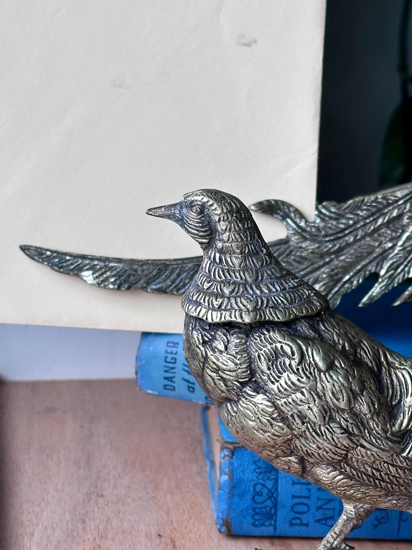 Vintage Silver-Plated Pheasant Menu/Place Card Holder Figurines – Set of 2