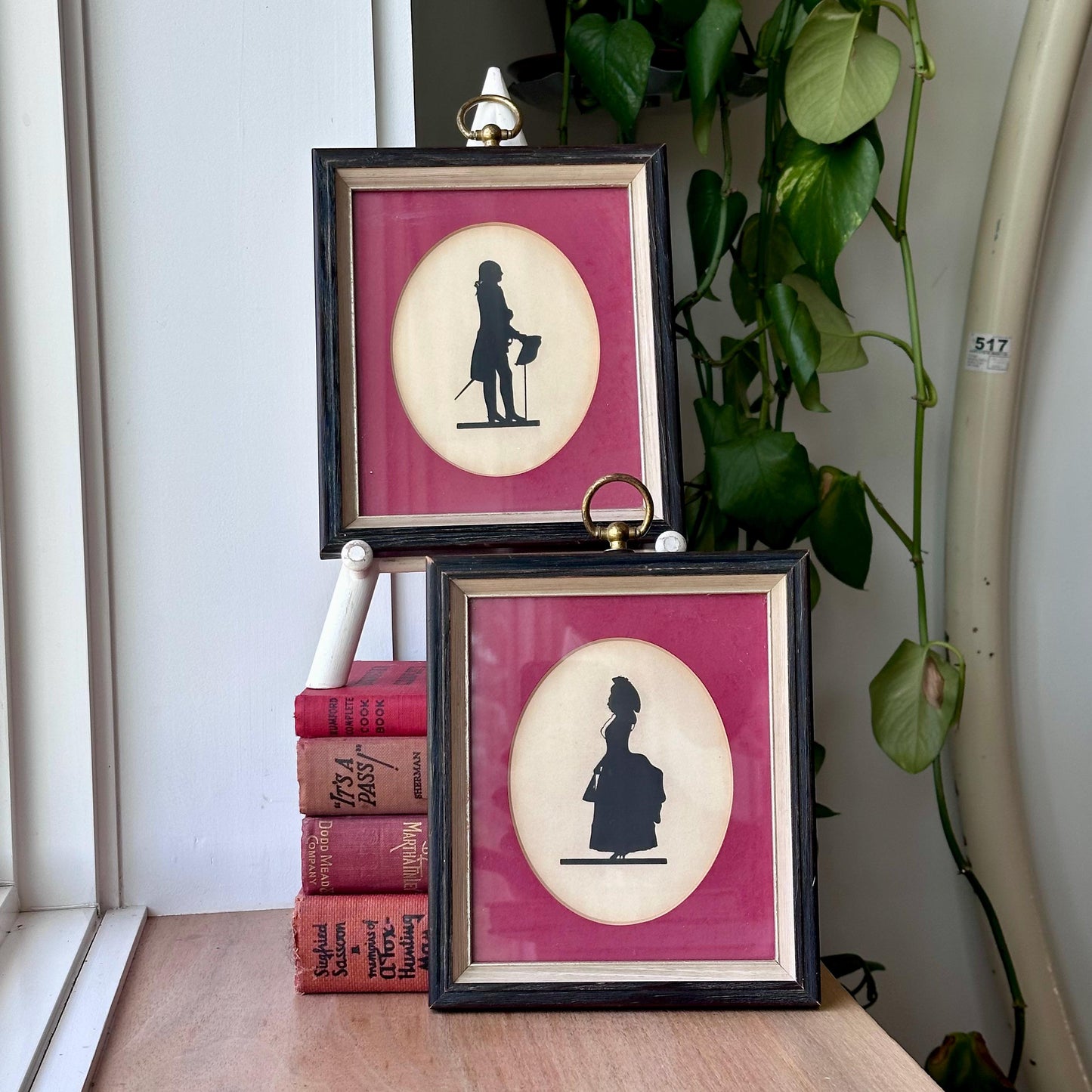 Vintage Silhouette Portrait Pair – Man and Woman in Colonial Dress | Framed Cut Paper Art by FPC NYC
