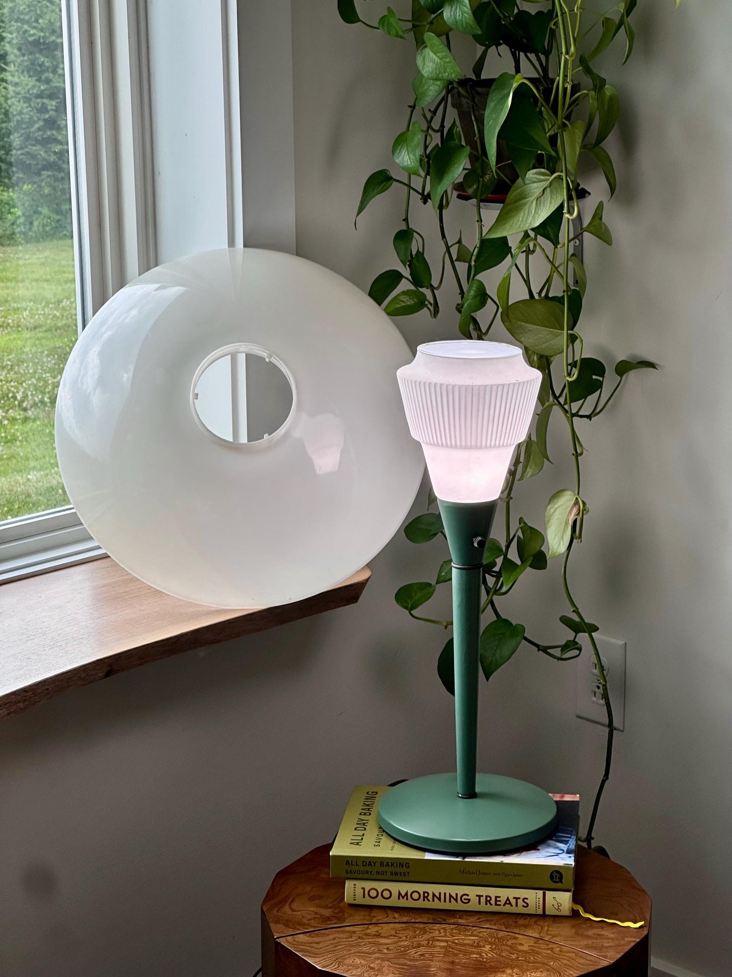 Gerald Thurston for Lightolier Table Lamp | Mid-Century Modern Mint Green Lamp with White Glass Shade | Iconic American Design