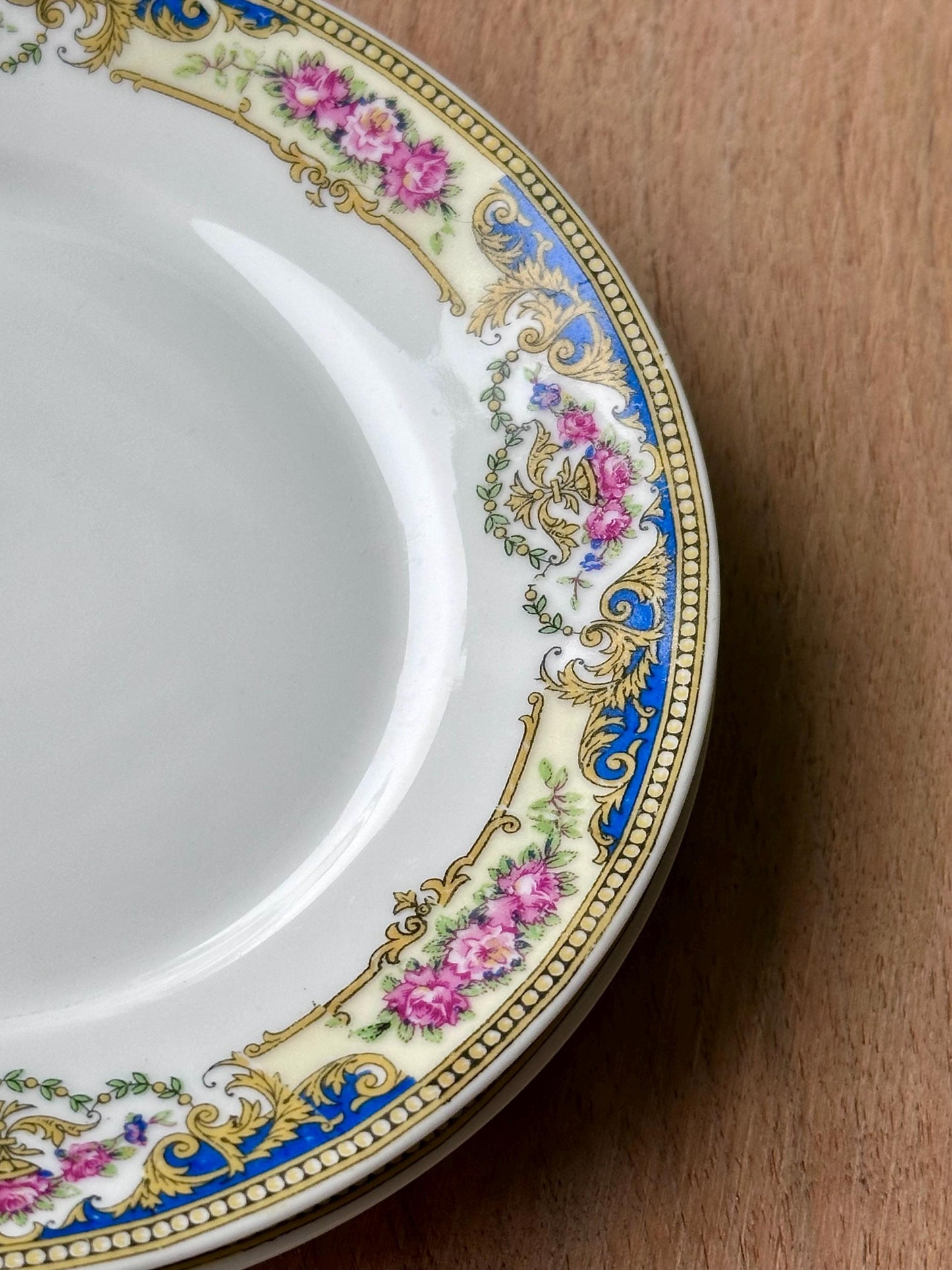 Set of 2 Antique Limoges France "Unique" Dessert/Salad Plates – Floral and Gilt Rim