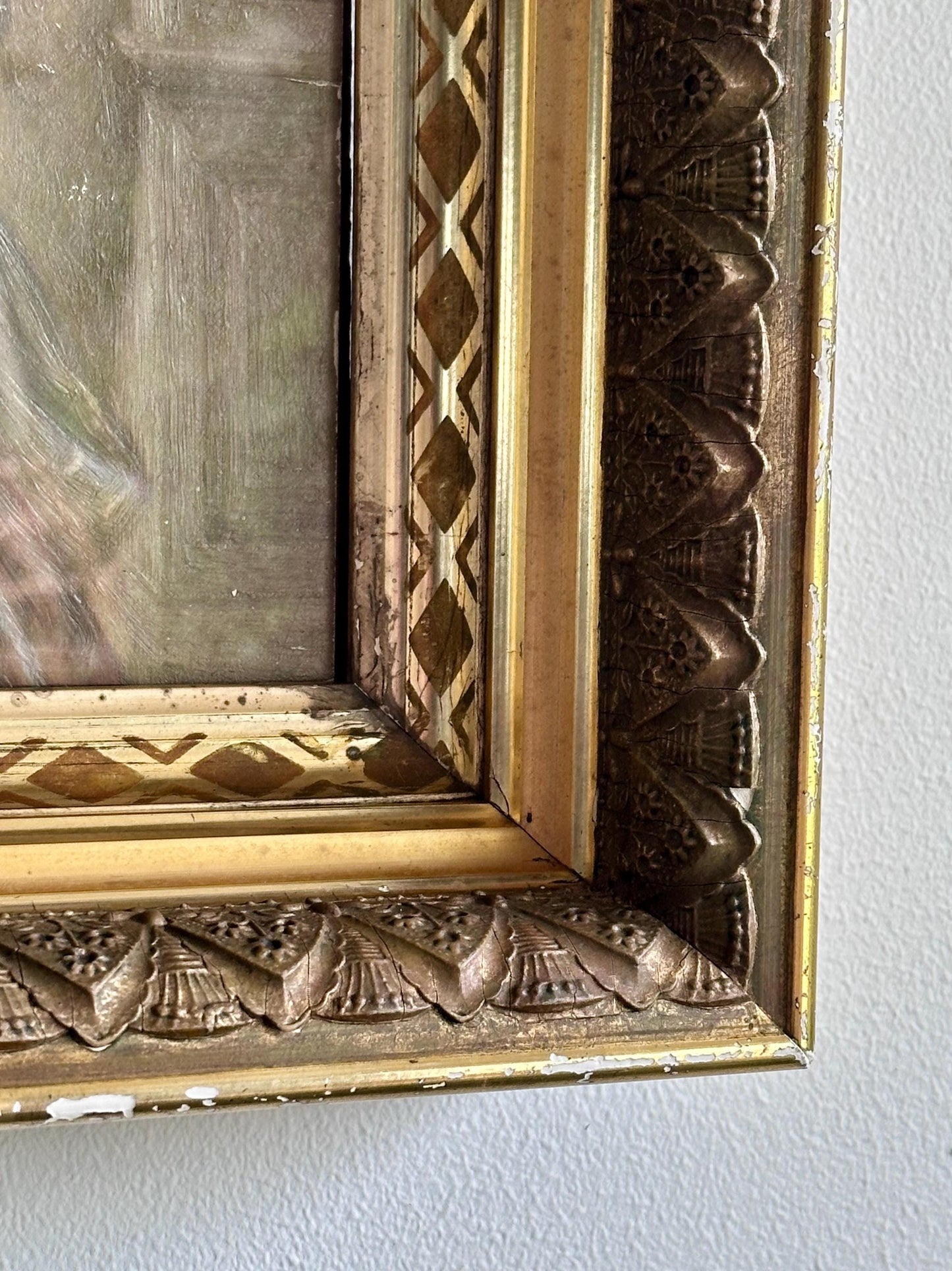 Antique Framed Portrait of Her Majesty Queen Mary | Gilded Ornate Wood Frame