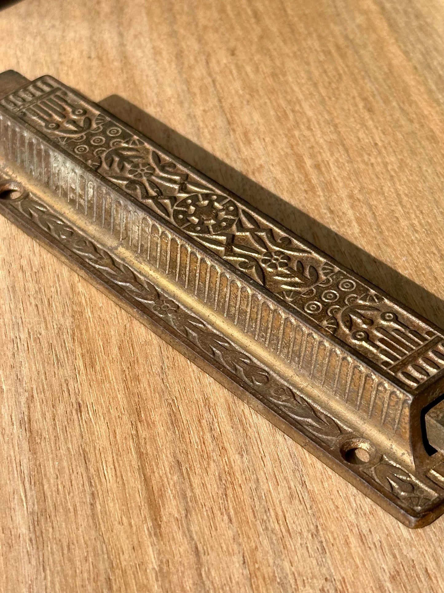 Antique Victorian Bronze Door Latch with Chain Pull – Eastlake Style
