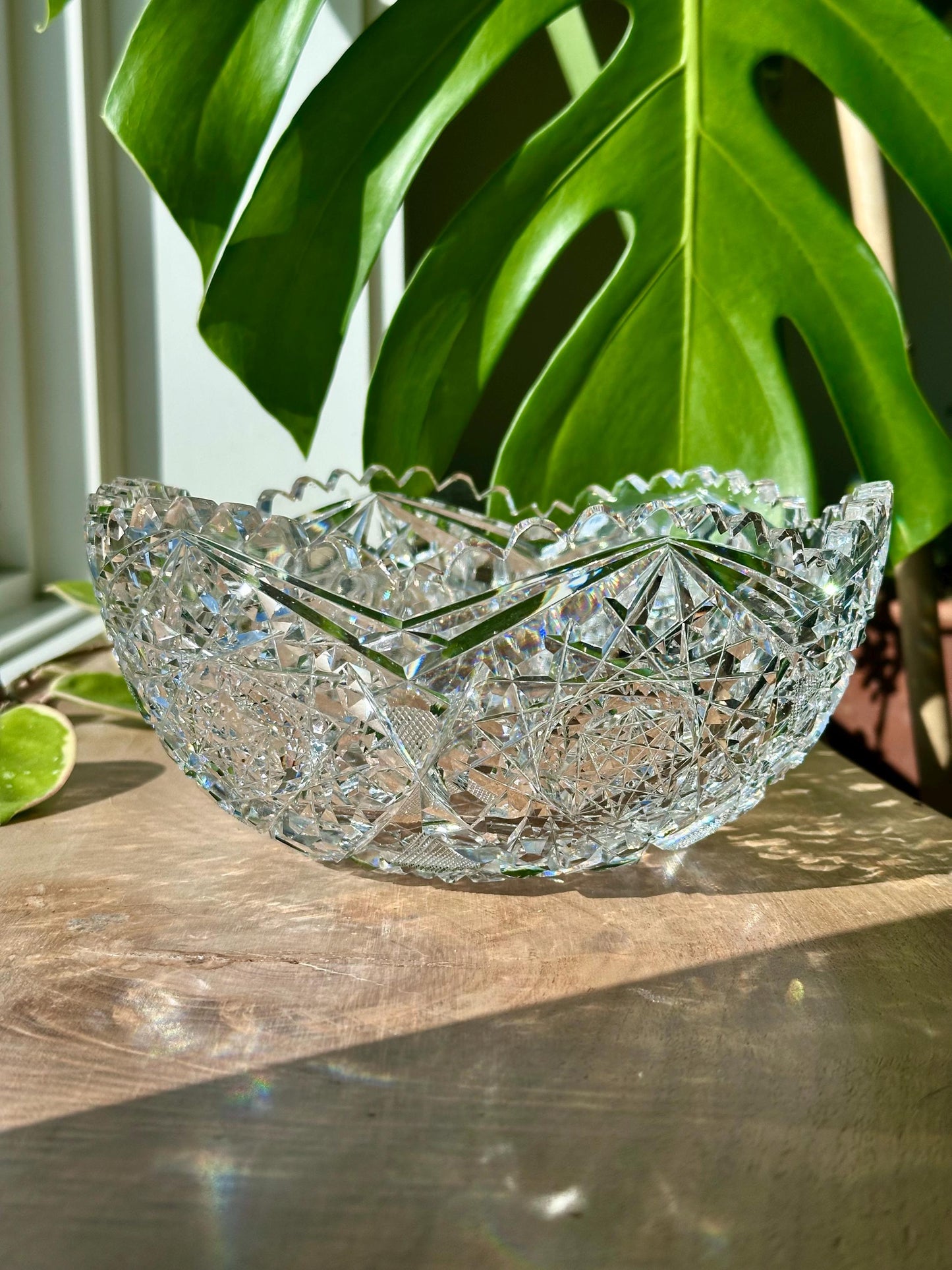 Antique American Brilliant Period Cut Glass Crystal Bowl