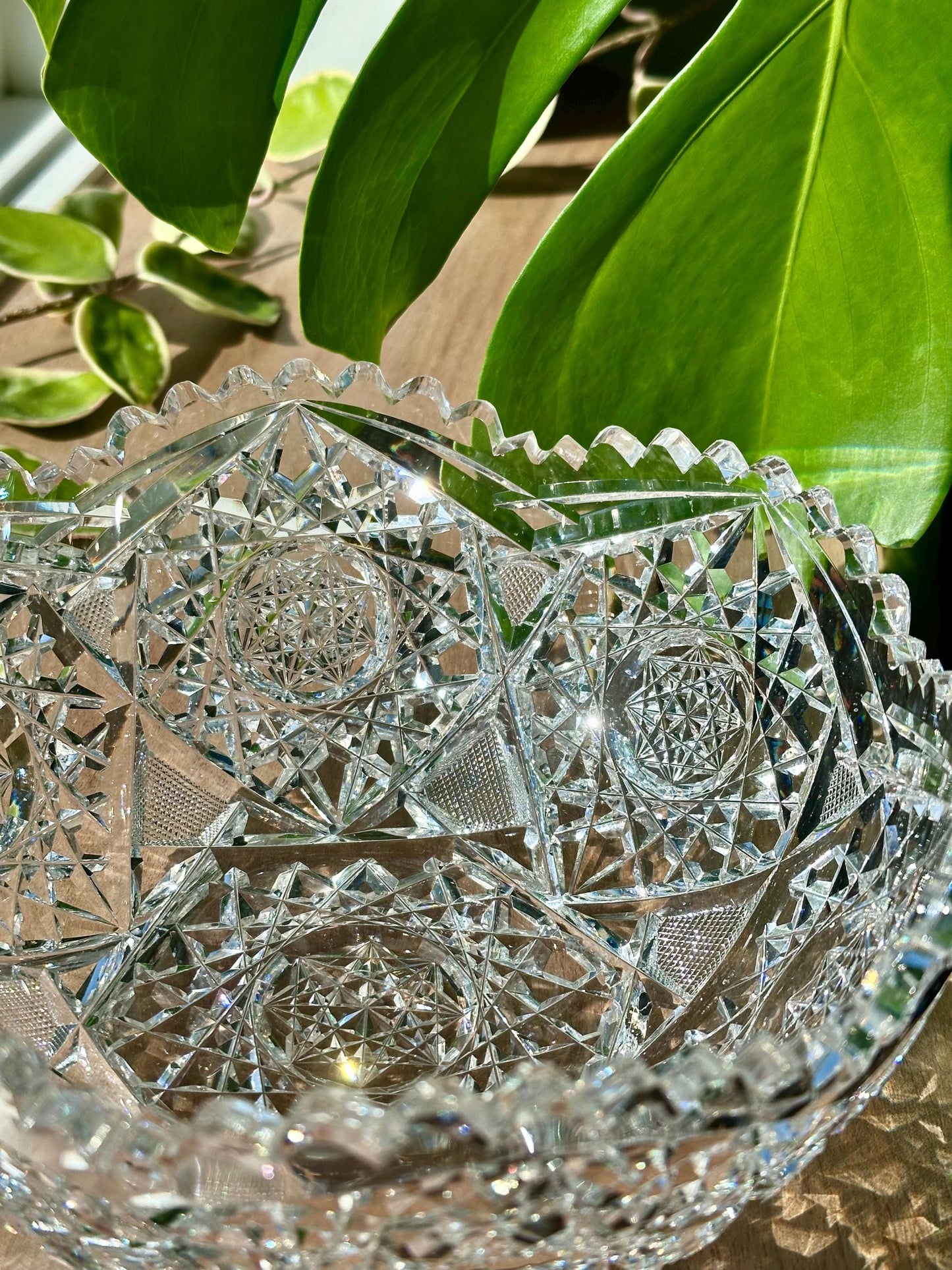 Antique American Brilliant Period Cut Glass Crystal Bowl