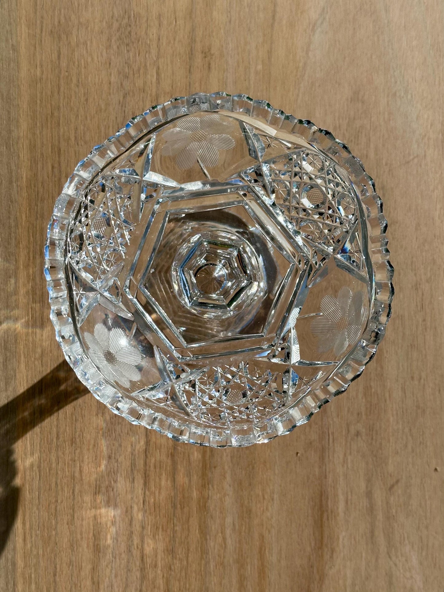 Stunning American Brilliant Period Cut Glass Pedestal Dish | Antique Crystal Compote