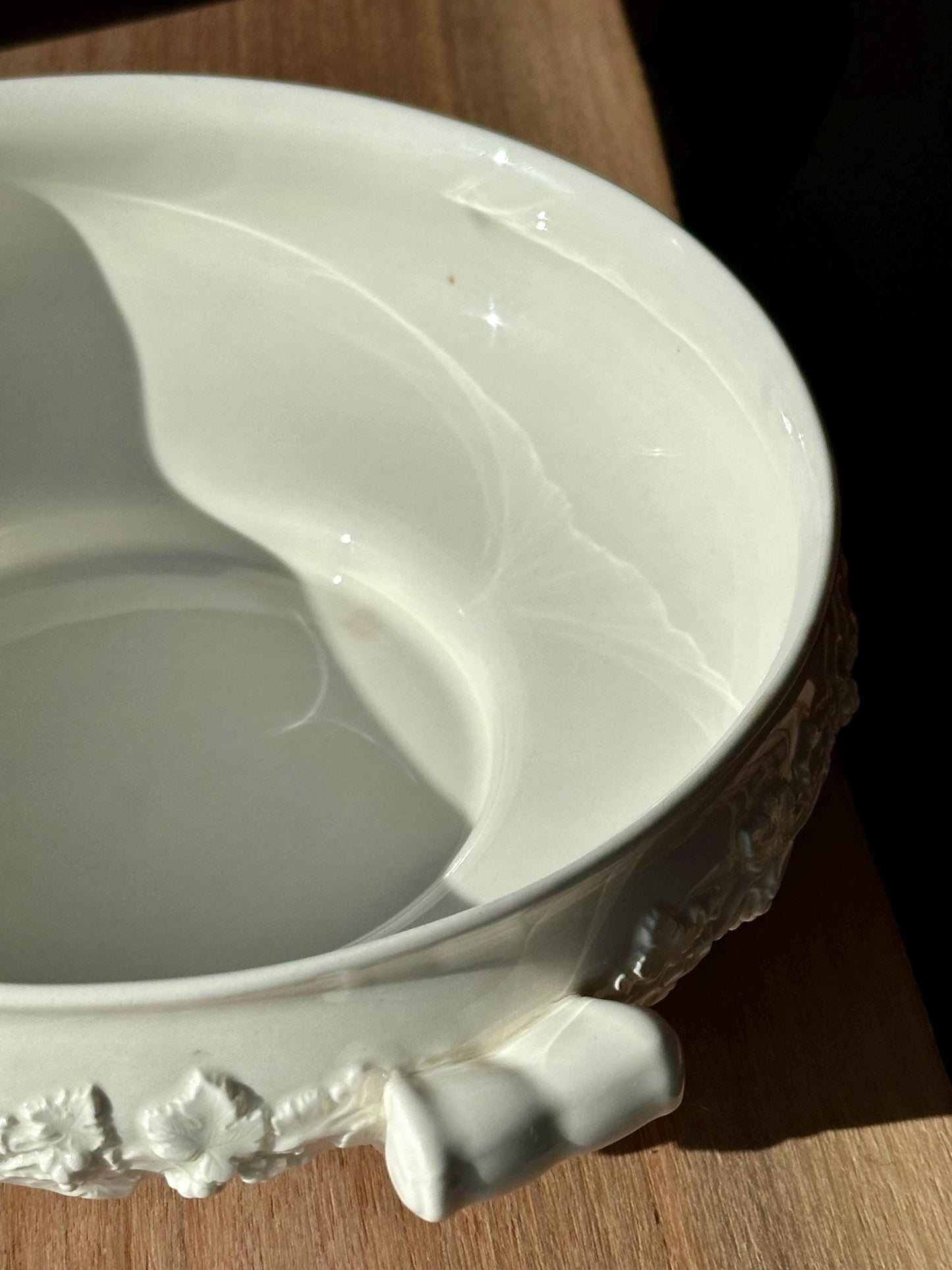 Antique Wedgwood Embossed Queensware Tureen with Lid