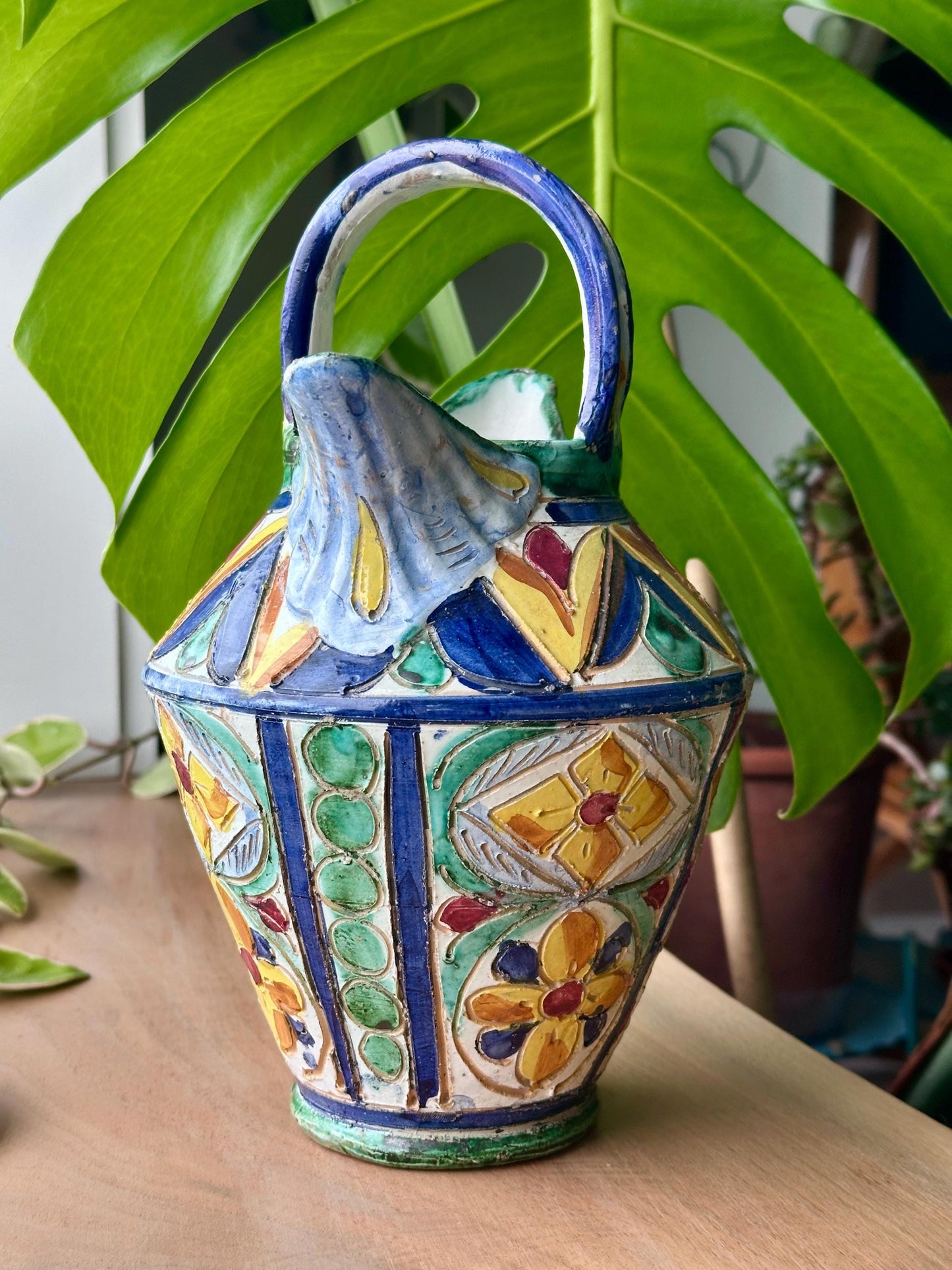 antique deruta majolica vase pitcher hand painted italian pottery signed italy – vintage antique home decor from Mid Hudson Vintage