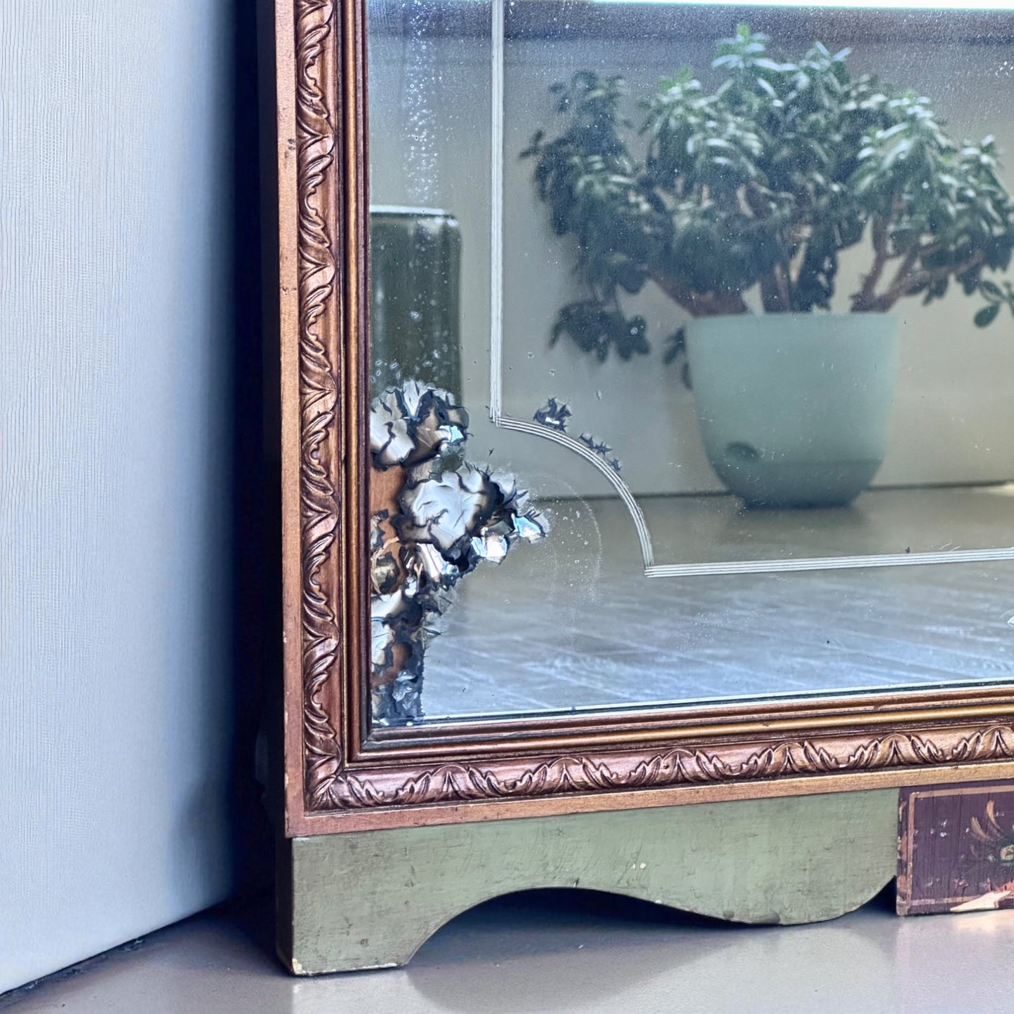 antique etched glass mirror with ornate frame – vintage antique home decor from Mid Hudson Vintage