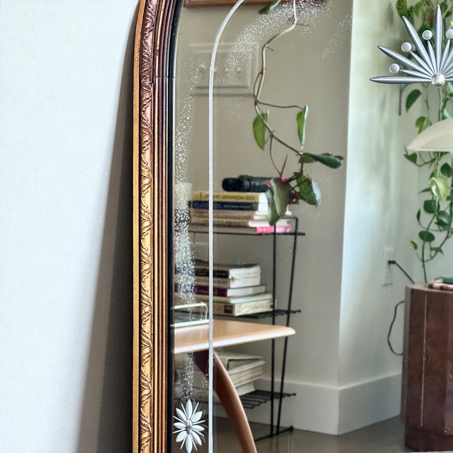 antique etched glass mirror with ornate frame – vintage antique home decor from Mid Hudson Vintage