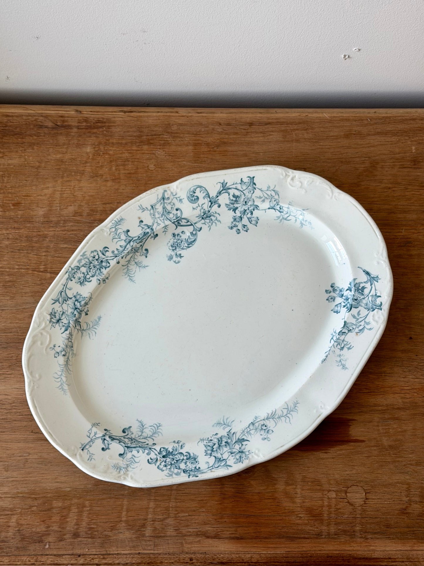 Antique Victorian Edge Malkin & Co Blue Transferware Ironstone Platter