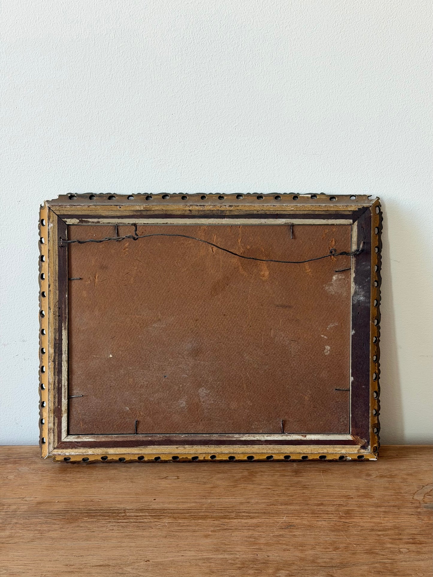Antique Framed Victorian Chromolithograph Print of Grandmother and Child | Ornate Gilt Gesso Frame