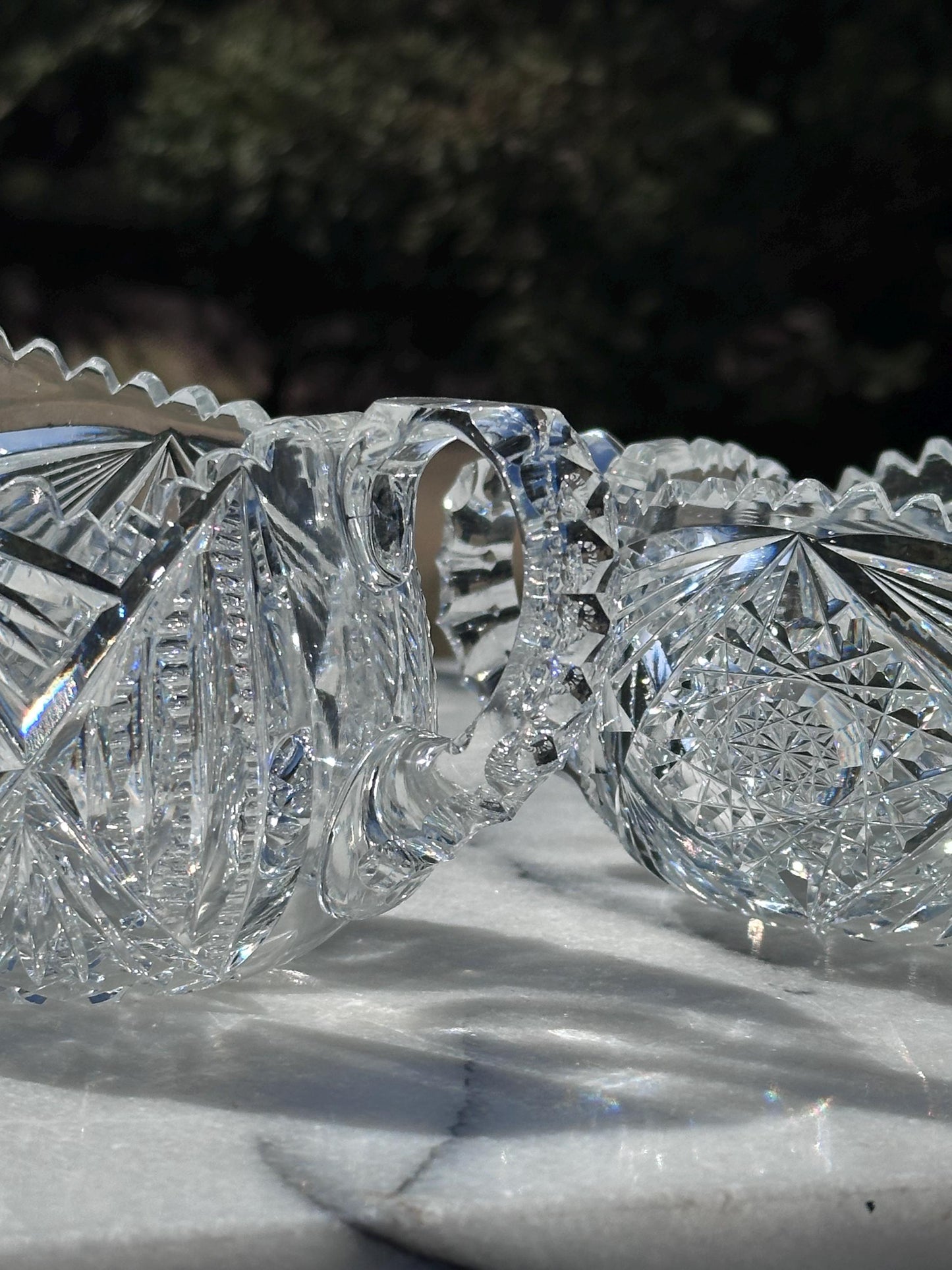 antique american brilliant period crystal creamer sugar set – vintage antique home decor from Mid Hudson Vintage