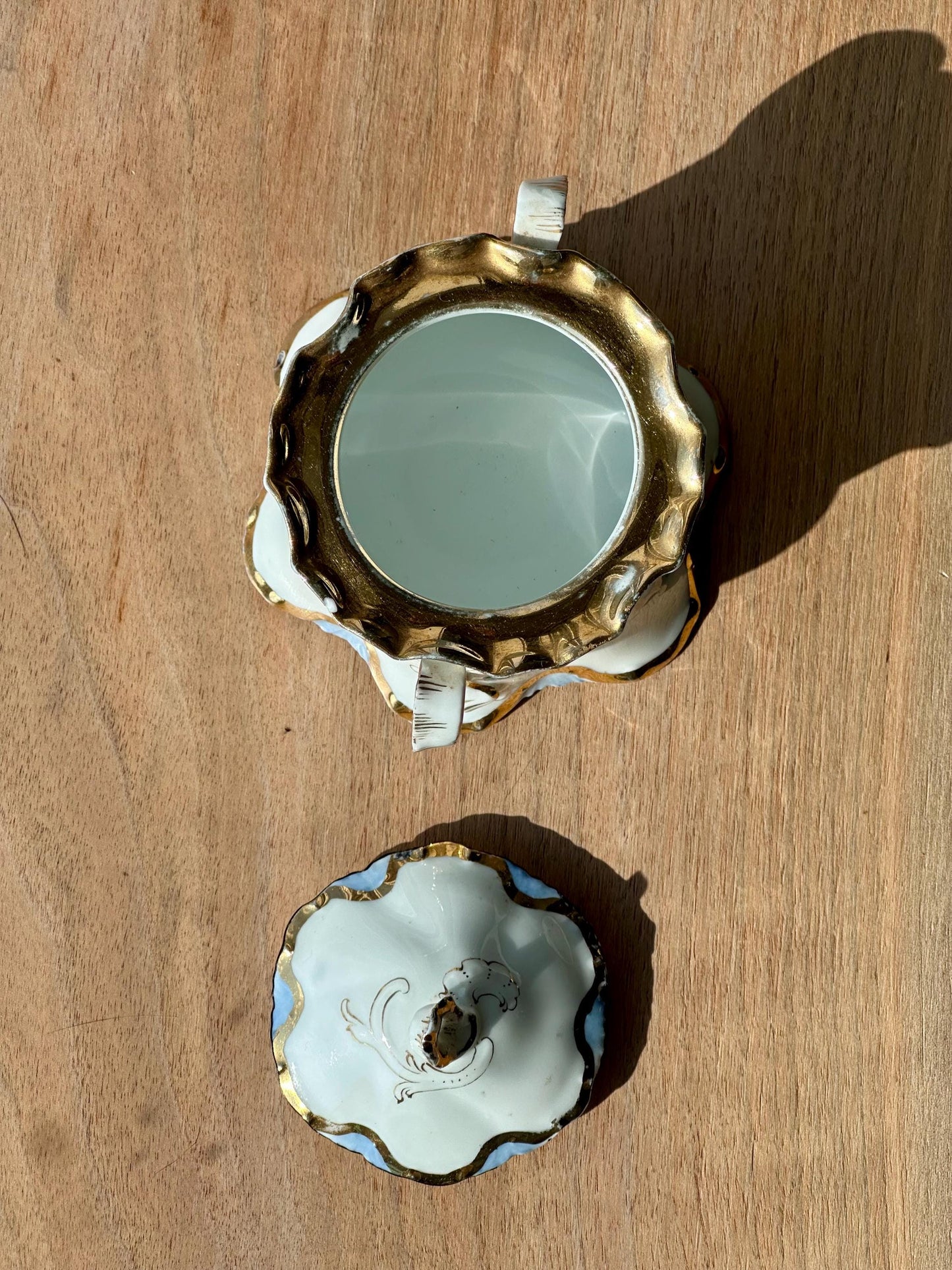 Antique R.C. Versailles Portrait Sugar Bowl – Hand-Painted Gold Trim, Double Handle, Made in Germany