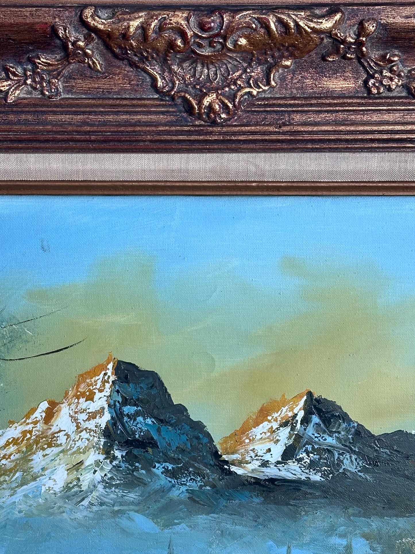 Large G. Whitman Oil Painting in Ornate Wooden Frame